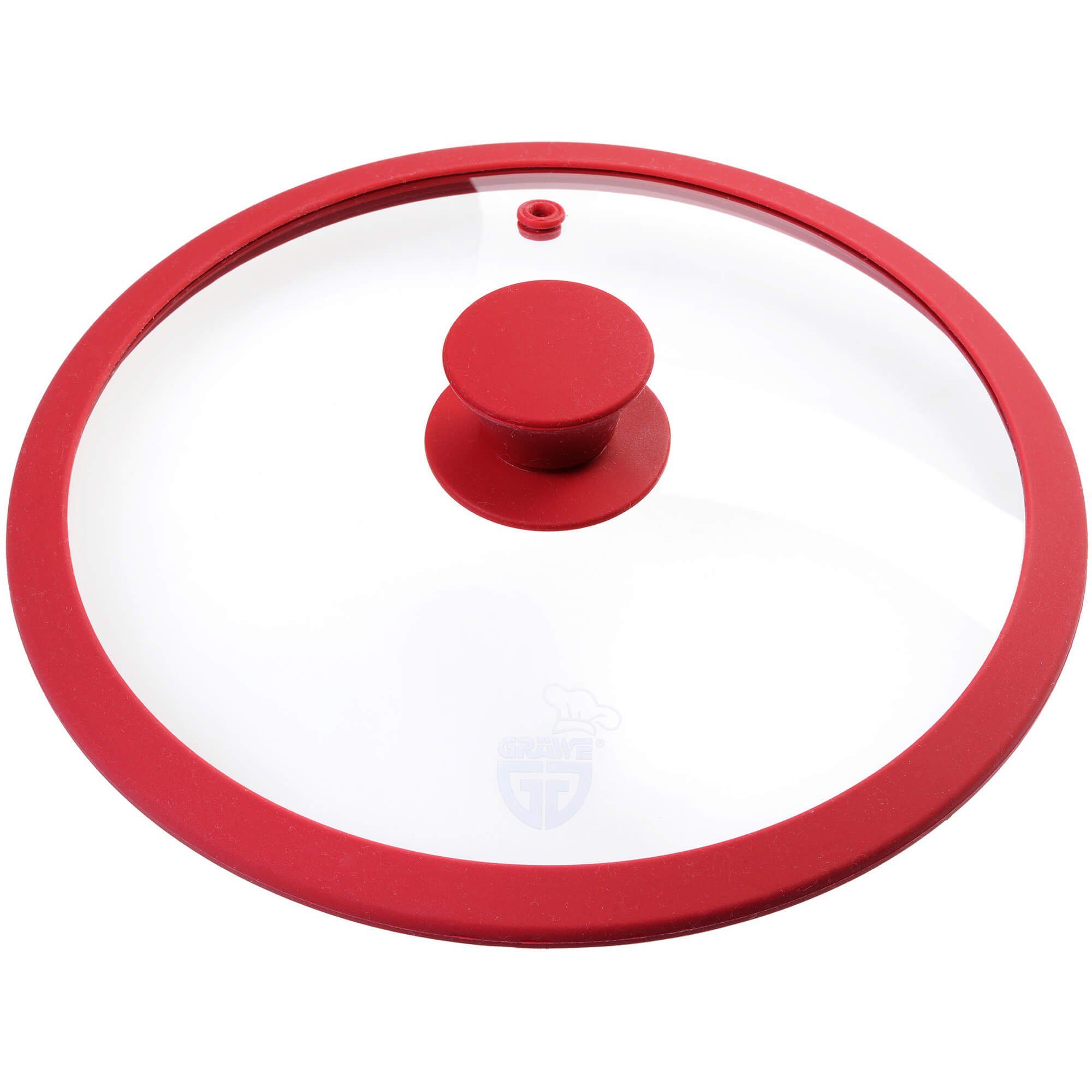 GRÄWE Universaldeckel GRÄWE Glasdeckel mit Silikonrand Ø 14 - 32 cm in GRÜN oder ROT