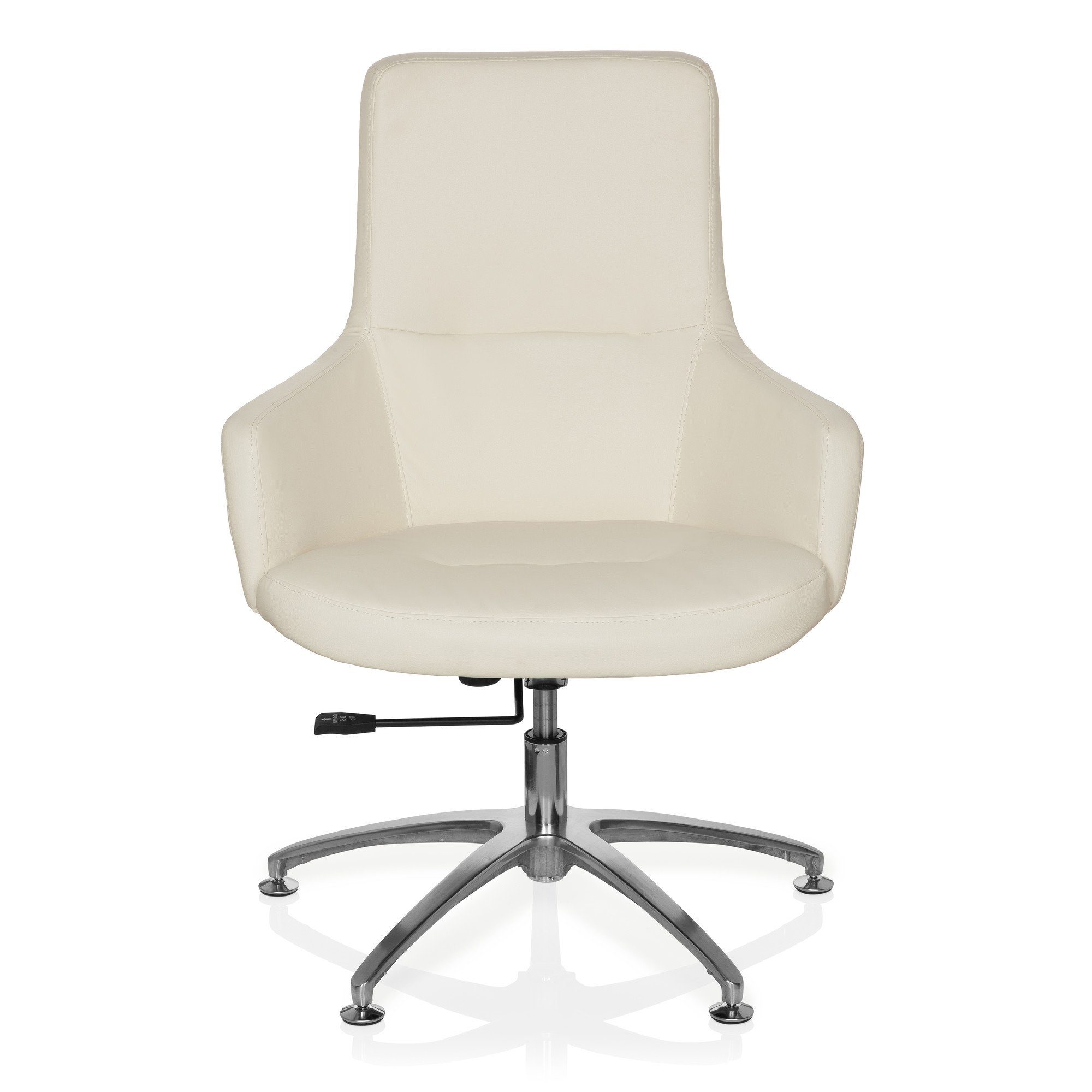 hjh OFFICE Loungesessel Loungesessel SHAKE 300 Kunstleder mit Armlehnen, Sessel mit Sitzhöhenverstellung Cremeweiß | Cremeweiß