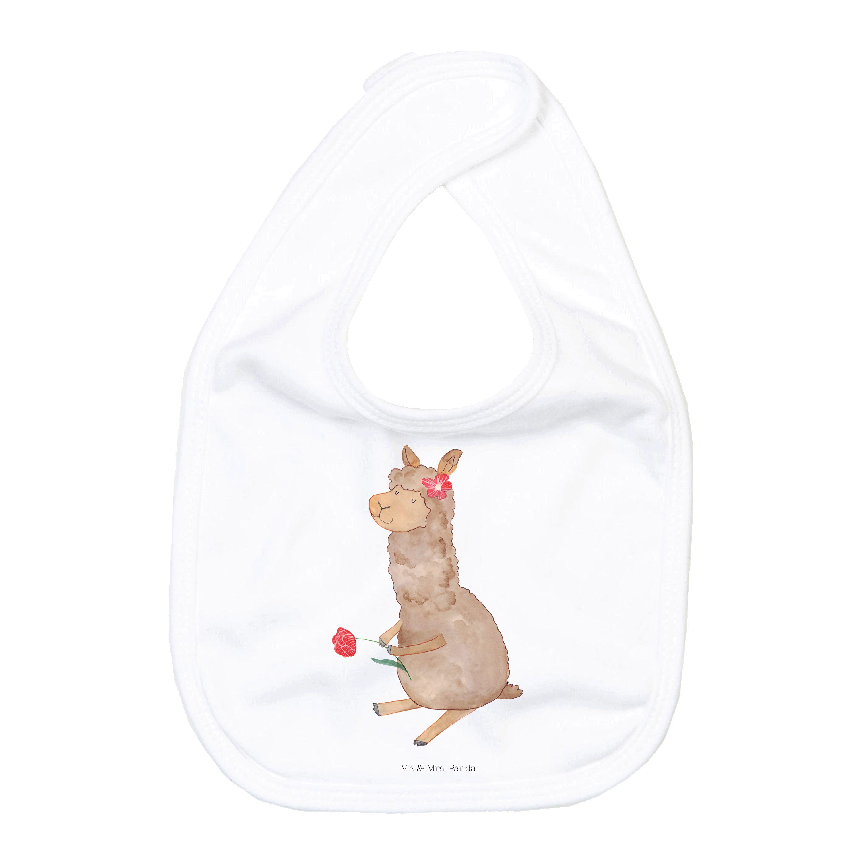 Tragetuch Alpaka Blume - Weiß - Geschenk, Geschenkidee für Babyparty, Lama, Spu