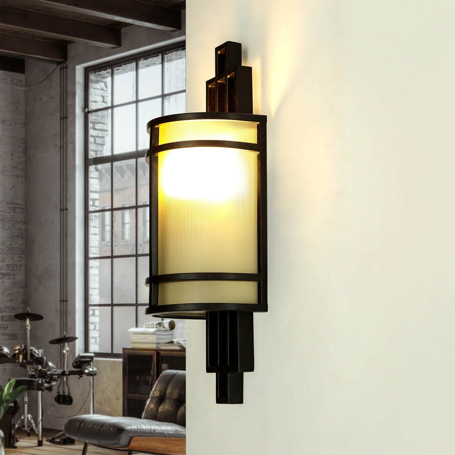 Wandlampe Creme ohne Jugendstil Designerlampe SHOJI, Lampe Leuchtmittel, Wandleuchte Bronze Licht-Erlebnisse Premium