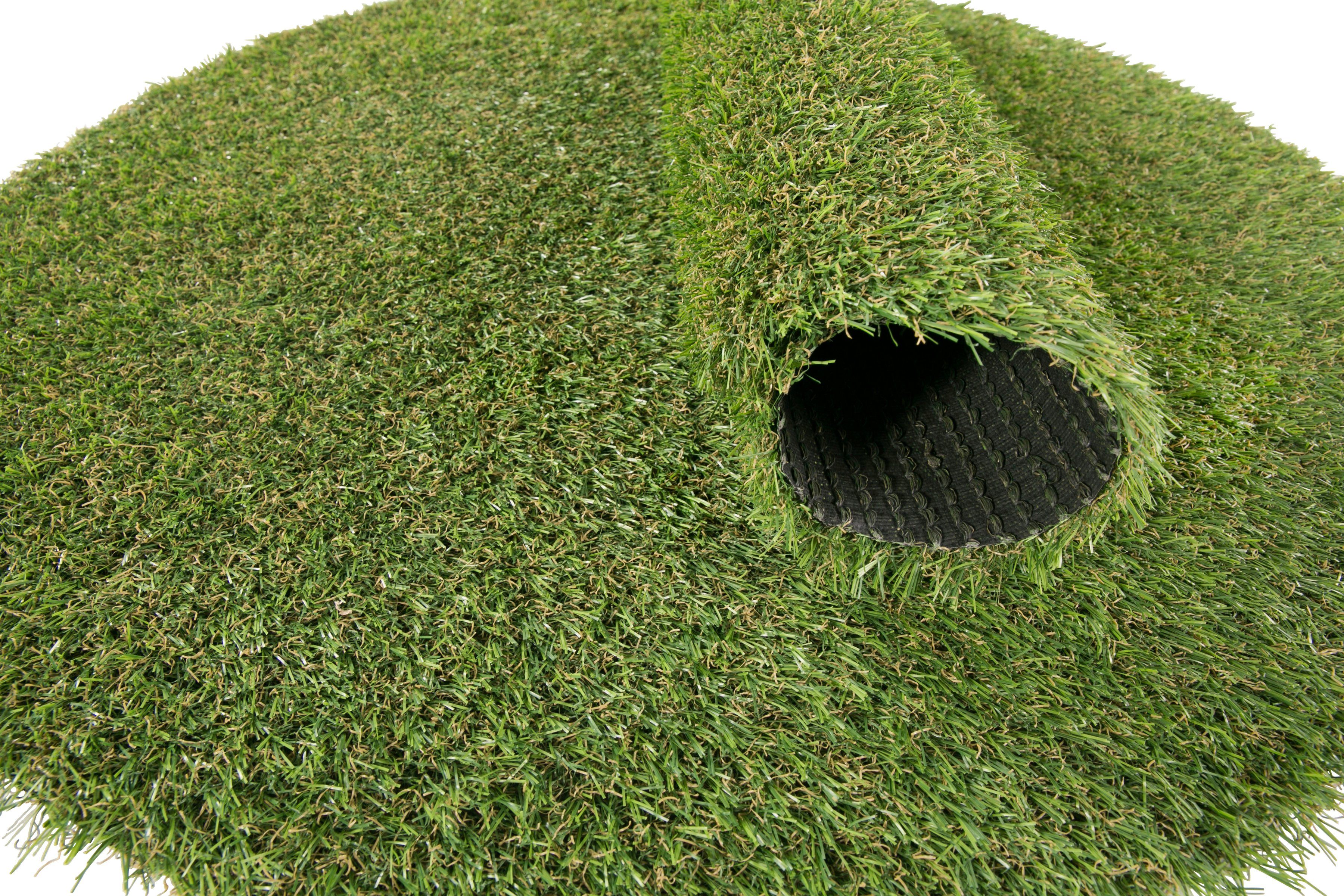 Kunstrasen Rasenteppich Sansibar, Andiamo, Höhe: Drainagelöchern, rund, strapazierfähig mit Optik, mm, realistische 20