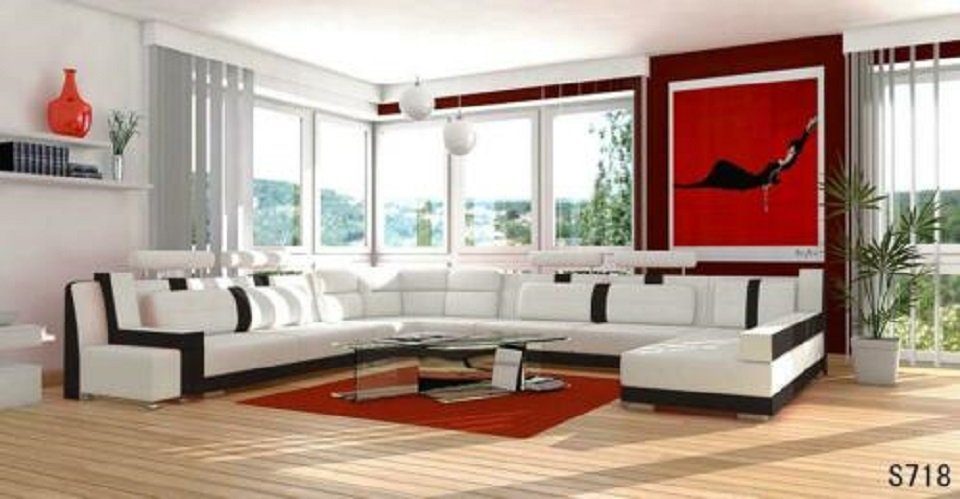 JVmoebel Ecksofa, U Form Sofa Couch Polster Garnitur Wohnlandschaft Design Ecksofa Weiß