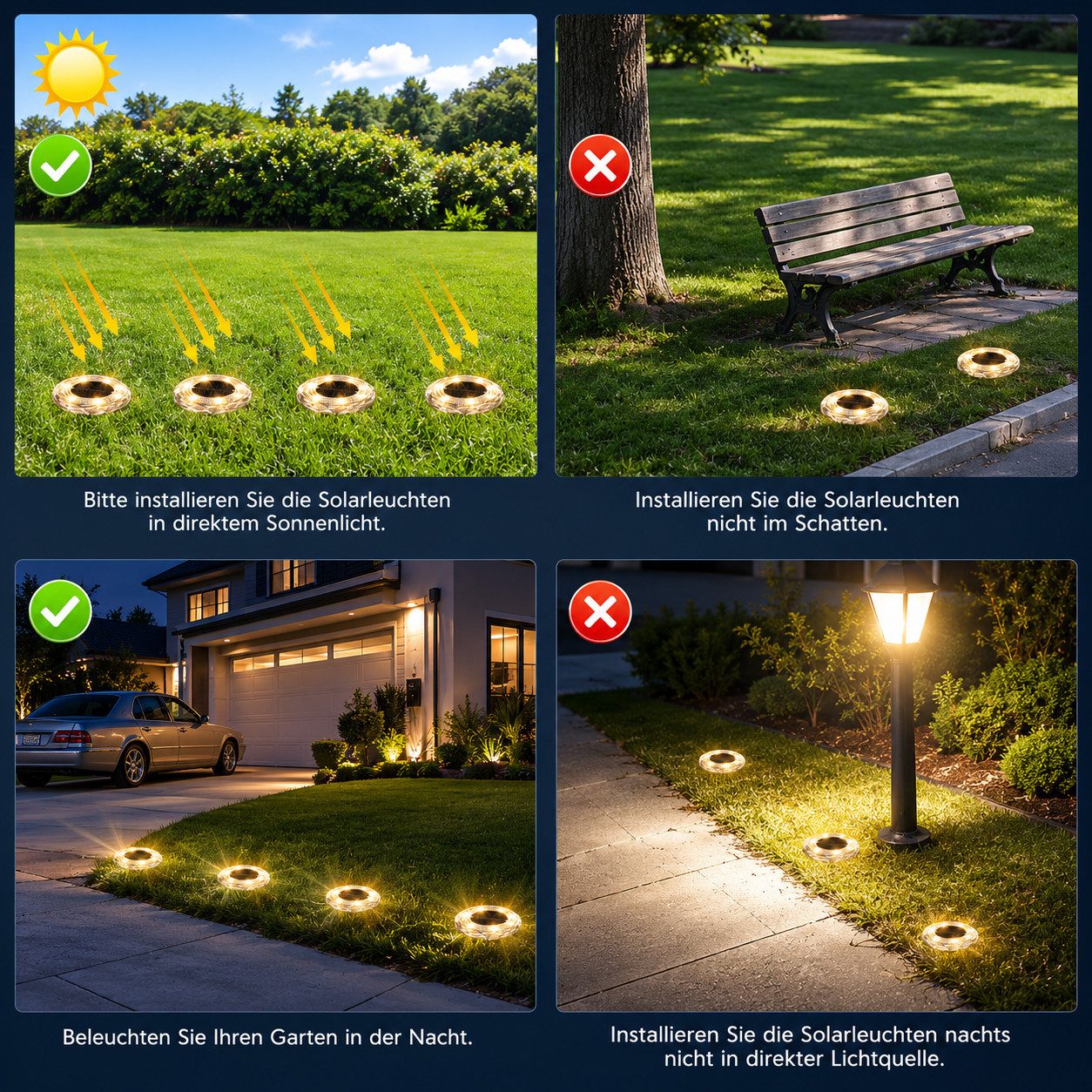pedete LED Solarleuchte Solar-Bodenstrahler 4 Stück für den Außenbereich LED-Lampen Garten, Solar-Lampe, Bodenleuchte, Gartenstrahler, Tageslichtweiß,Warmweiß,  – Bild 4 von 5