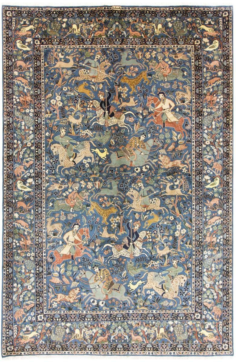 Orientteppich Yazd 204x307 Handgeknüpfter Orientteppich / Perserteppich, Nain Trading, rechteckig, Höhe: 12 mm