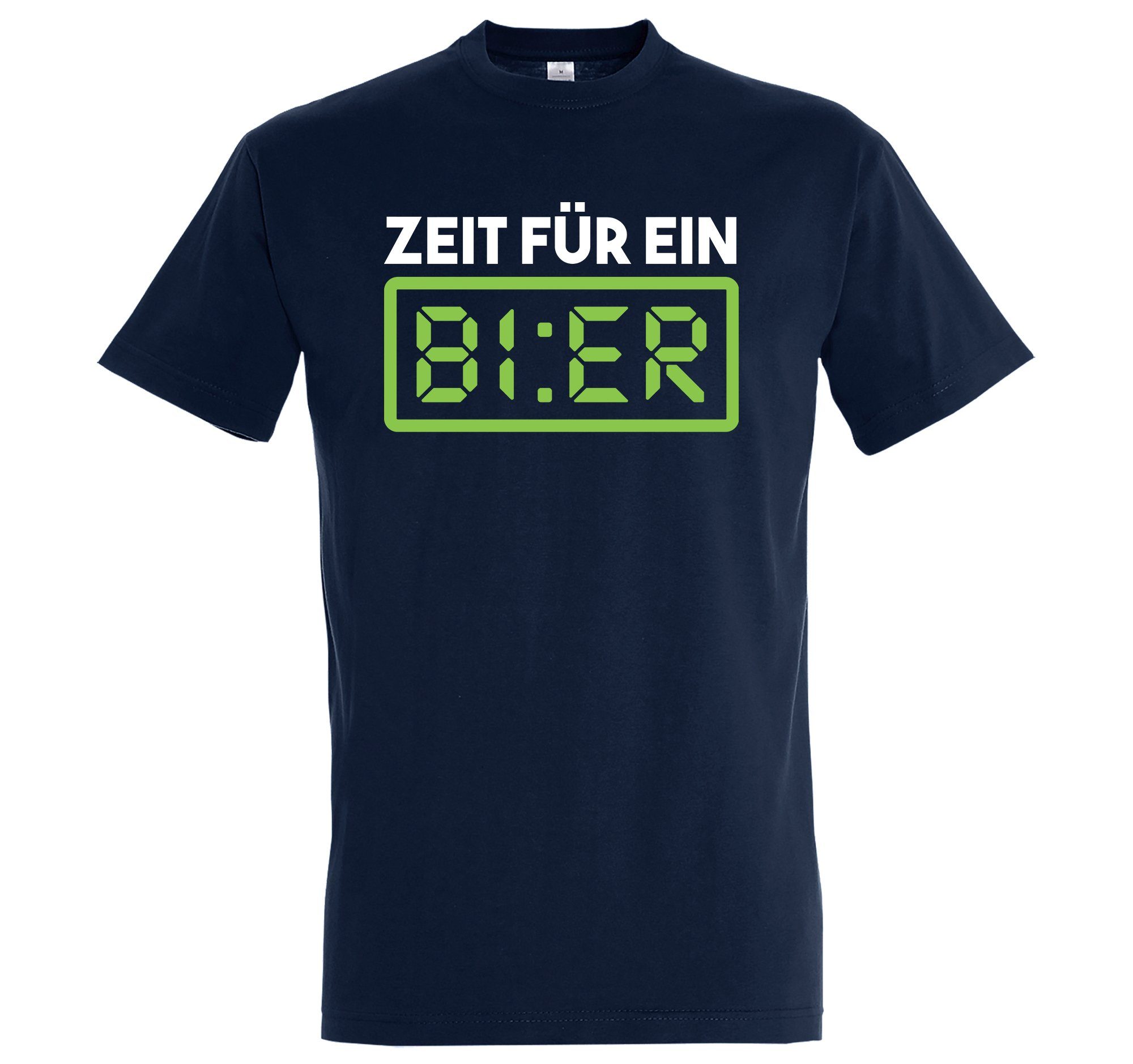 Navyblau T-Shirt Herren Designz mit Frontprint trendigem Ein Für Shirt Bier Youth Zeit