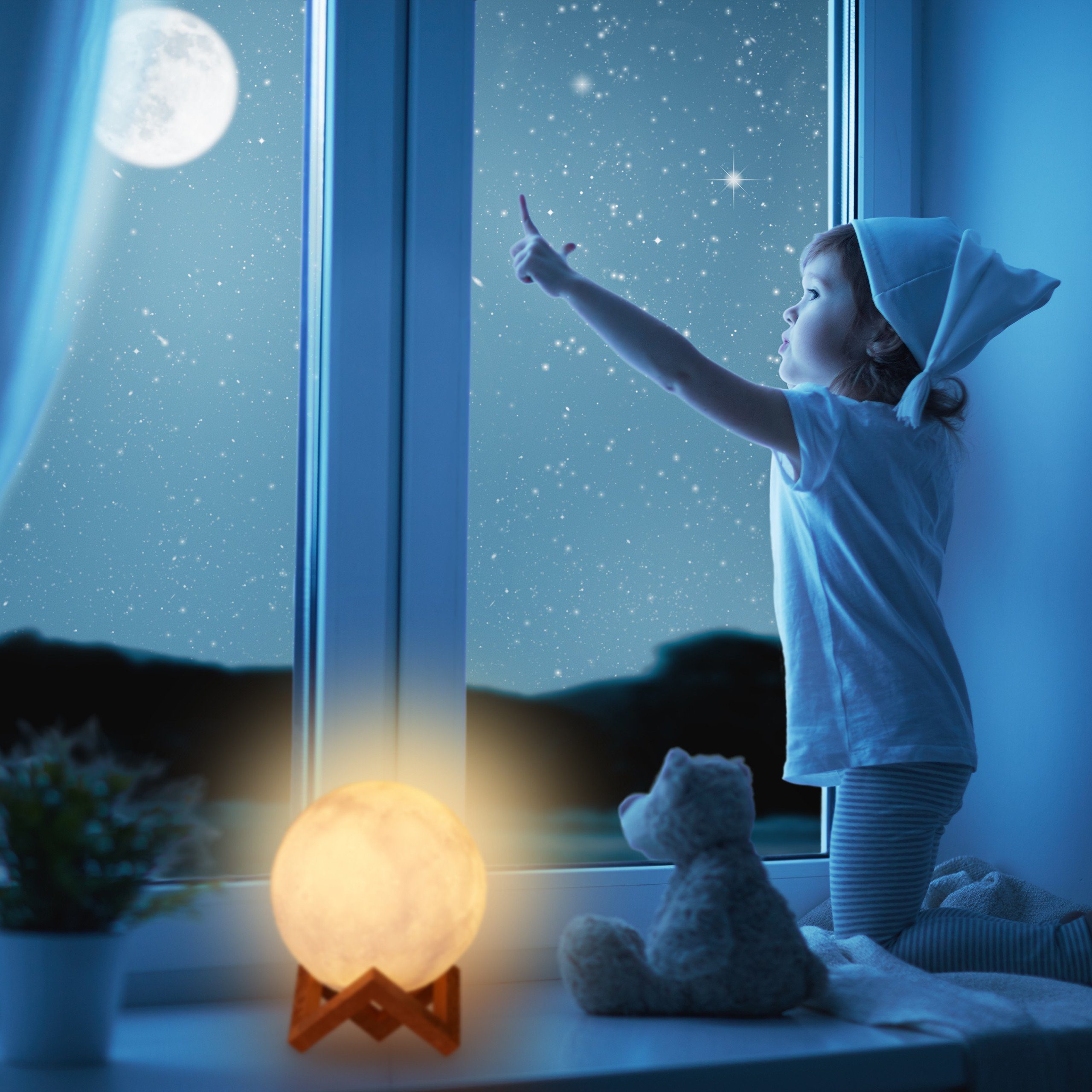 relaxdays Nachttischlampe Mondlampe 3D günstig online kaufen