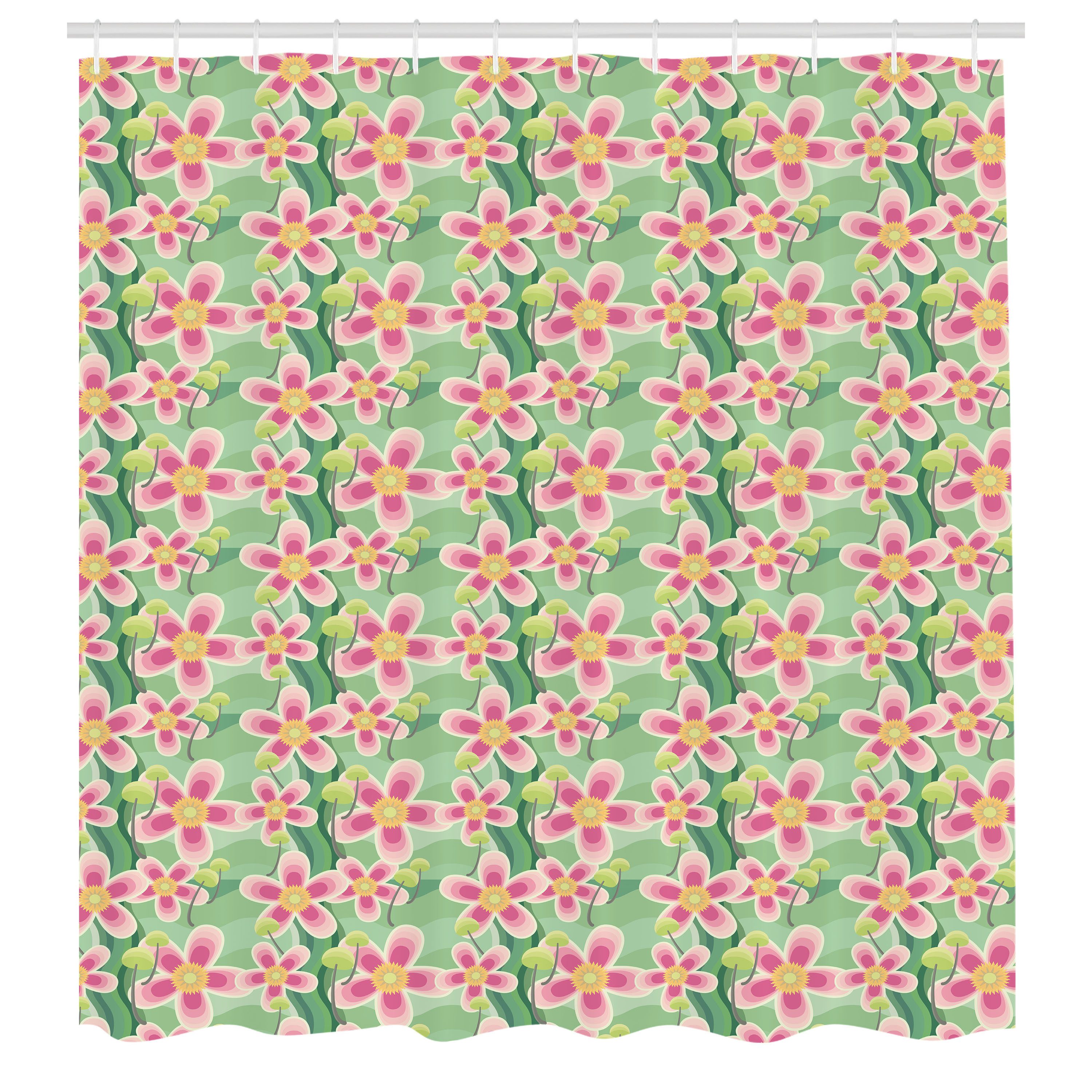 Abakuhaus Duschvorhang Moderner Digitaldruck mit 12 Haken auf Stoff Wasser Resistent Breite 175 cm, Höhe 180 cm, Flora Pastell Große Blütenblätter