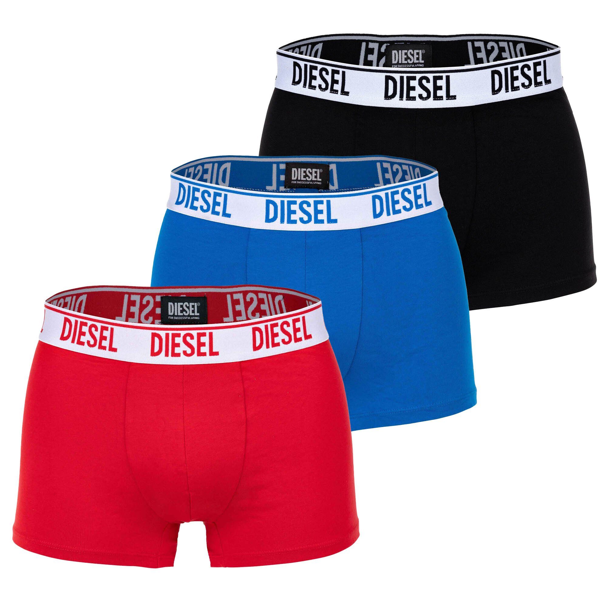Diesel Boxer Herren Boxershorts, 3er Pack - Dunkelblau/Blau/Rot | Boxershorts