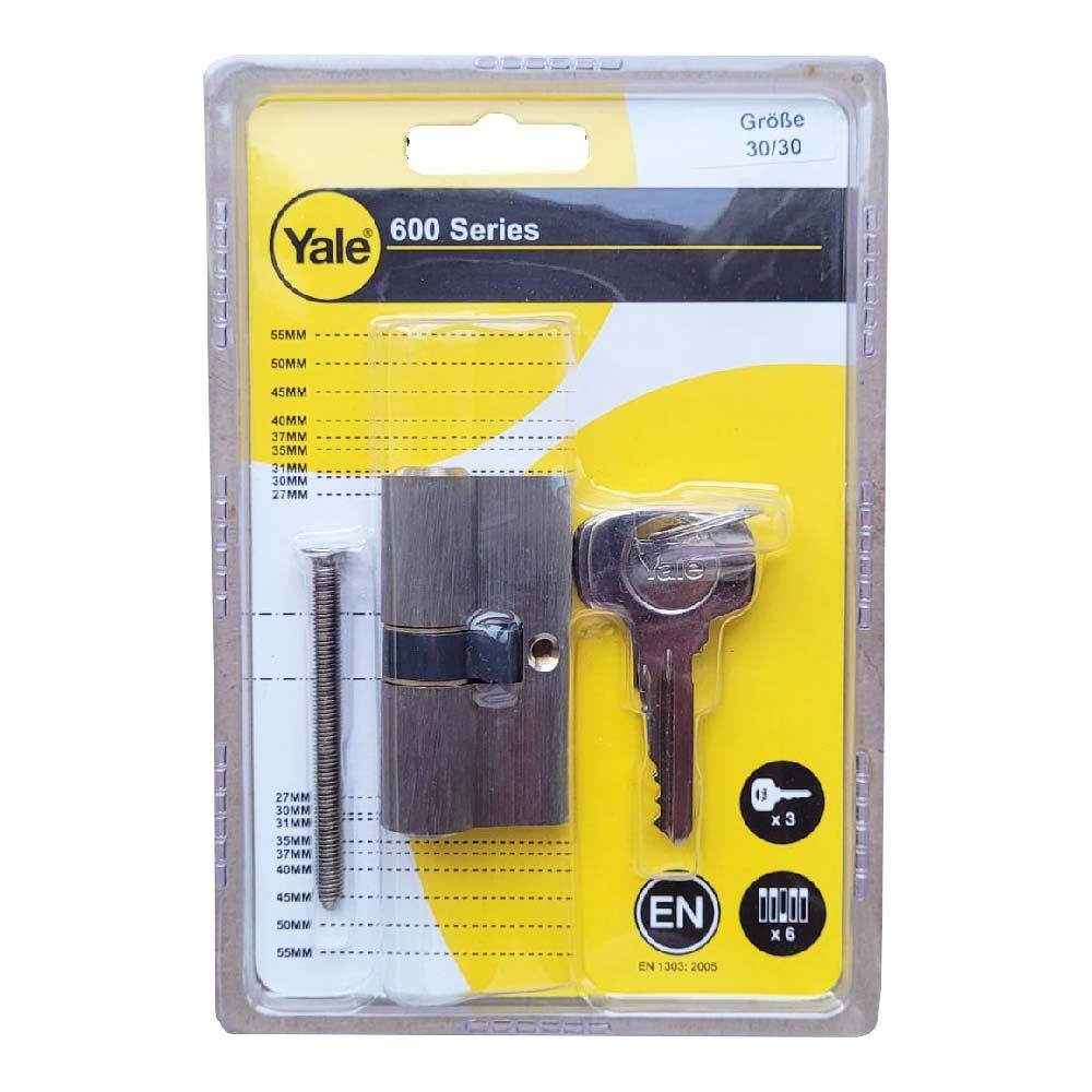 Yale Schließzylinder Yale Schliesszylinder mit 3 Schlüssel 30/30