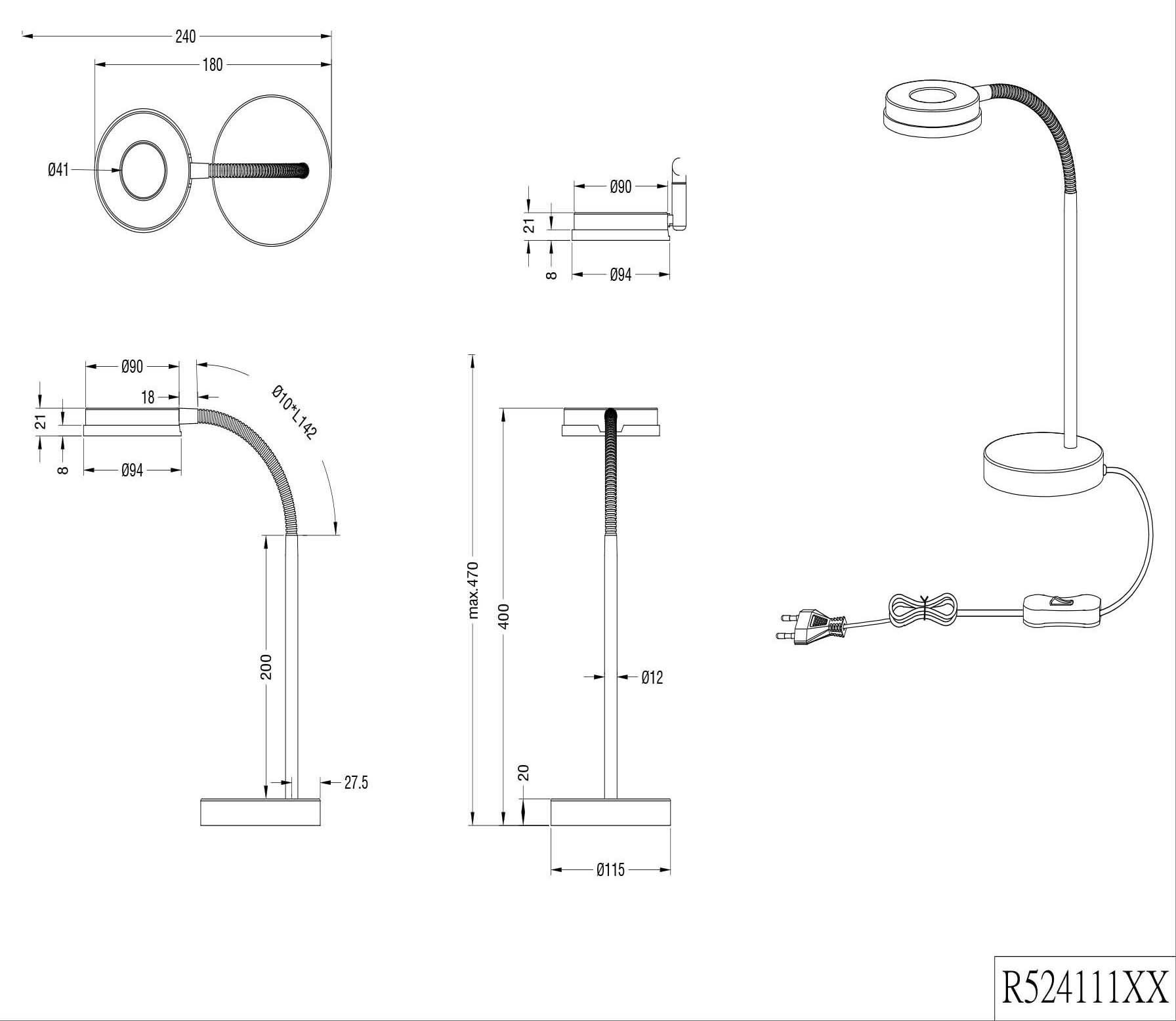 Rennes, integriert, fest LED 3000 TRIO weiß, verstellbarer Flexarm, Warmweiß, Leuchten Kelvin LED Schreibtischlampe, warmweiß, Tischleuchte