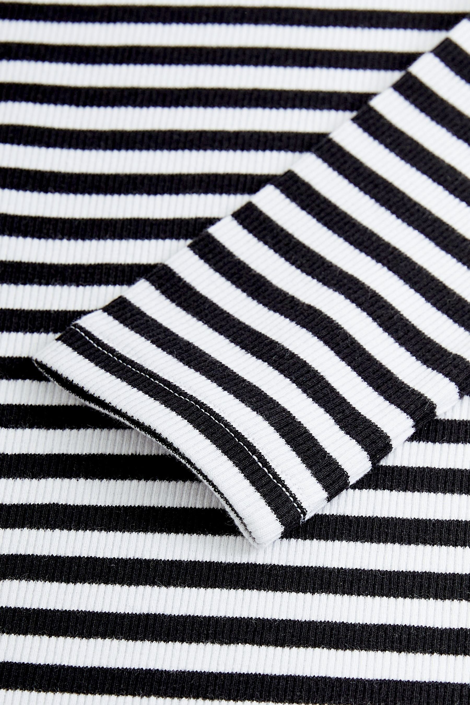 Langarmshirt Black/White Langarmshirt Stripe Geripptes (1-tlg) Next