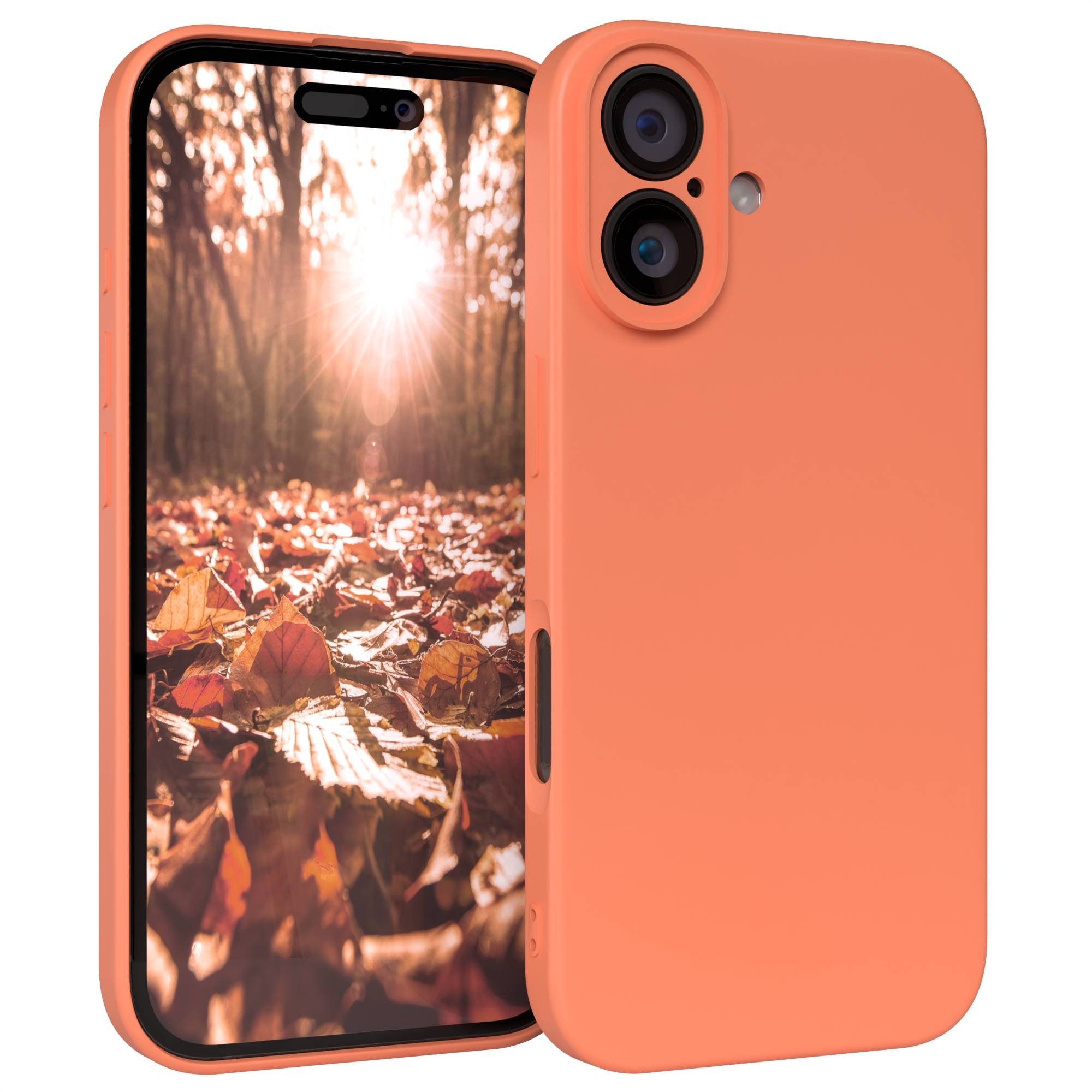 EAZY CASE Handyhülle für Apple iPhone 16 Hülle Silikon 6,1 Zoll, Schutzhülle mit Kameraschutz Telefonhülle elastisch Bumper tpu Orange