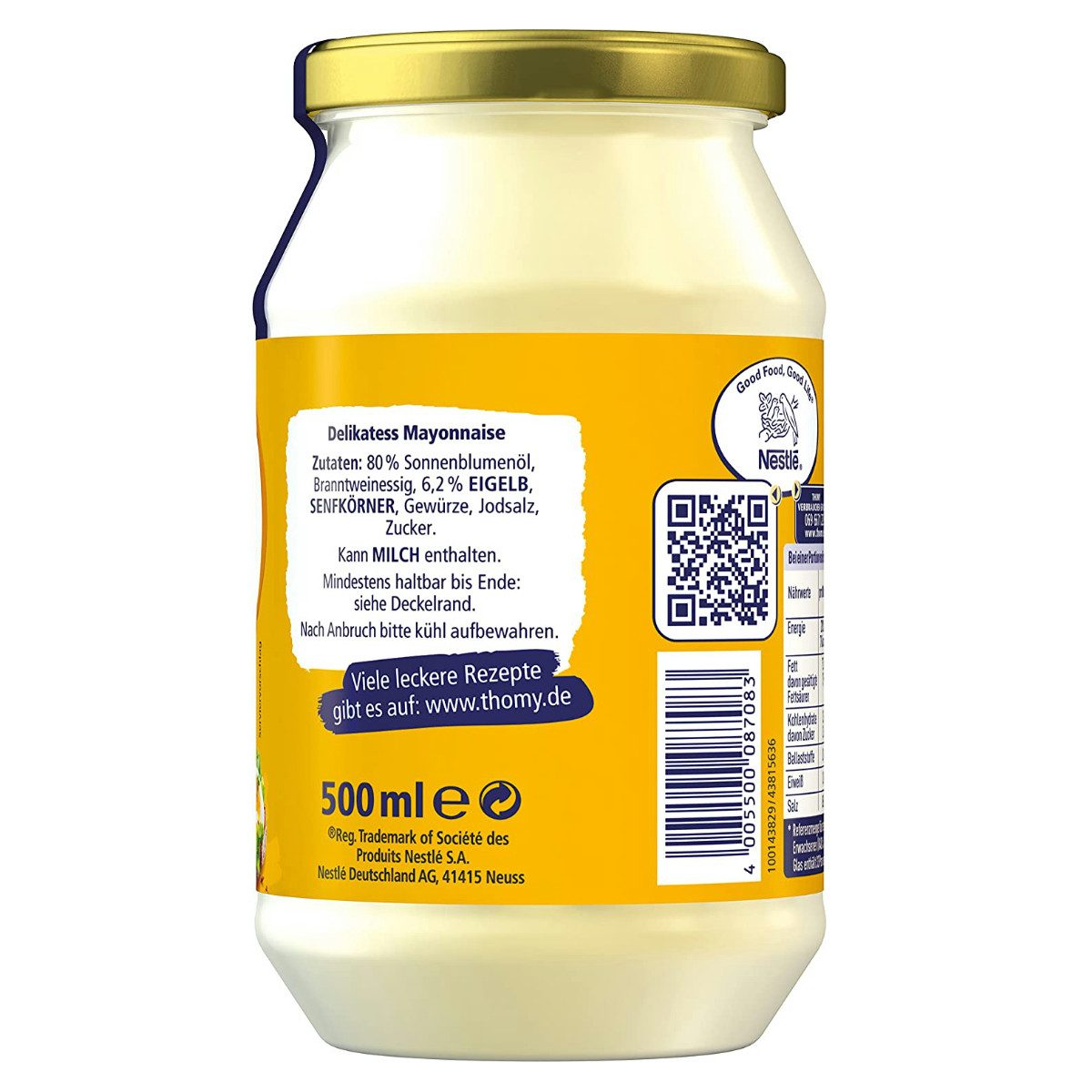 THOMY Saucen, Thomy Delikatess Mayonnaise cremig würzig im Geschmack 500ml