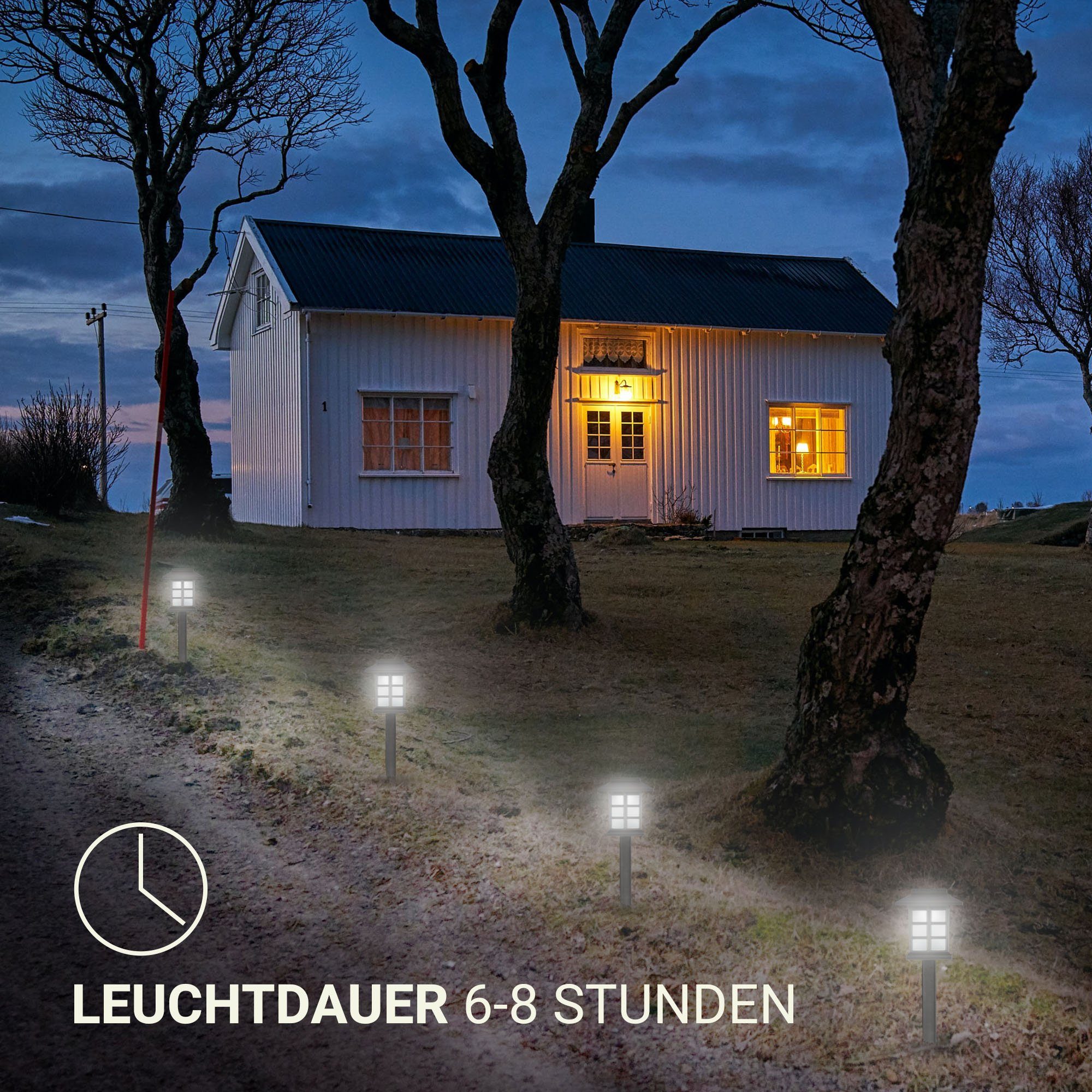 Bestlivings LED Solarleuchte SLL-76174, LED fest integriert, Kaltweiß, LED festintegriert, Solarleuchte, Wasserfest, Stecklampe für Terrassen