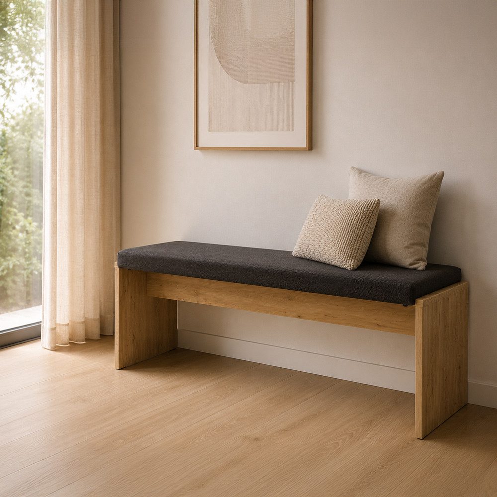 Lomadox Sitzbank ISCHIA-36, inkl. Sitzkissen, Artisan Eiche, 126 cm breit