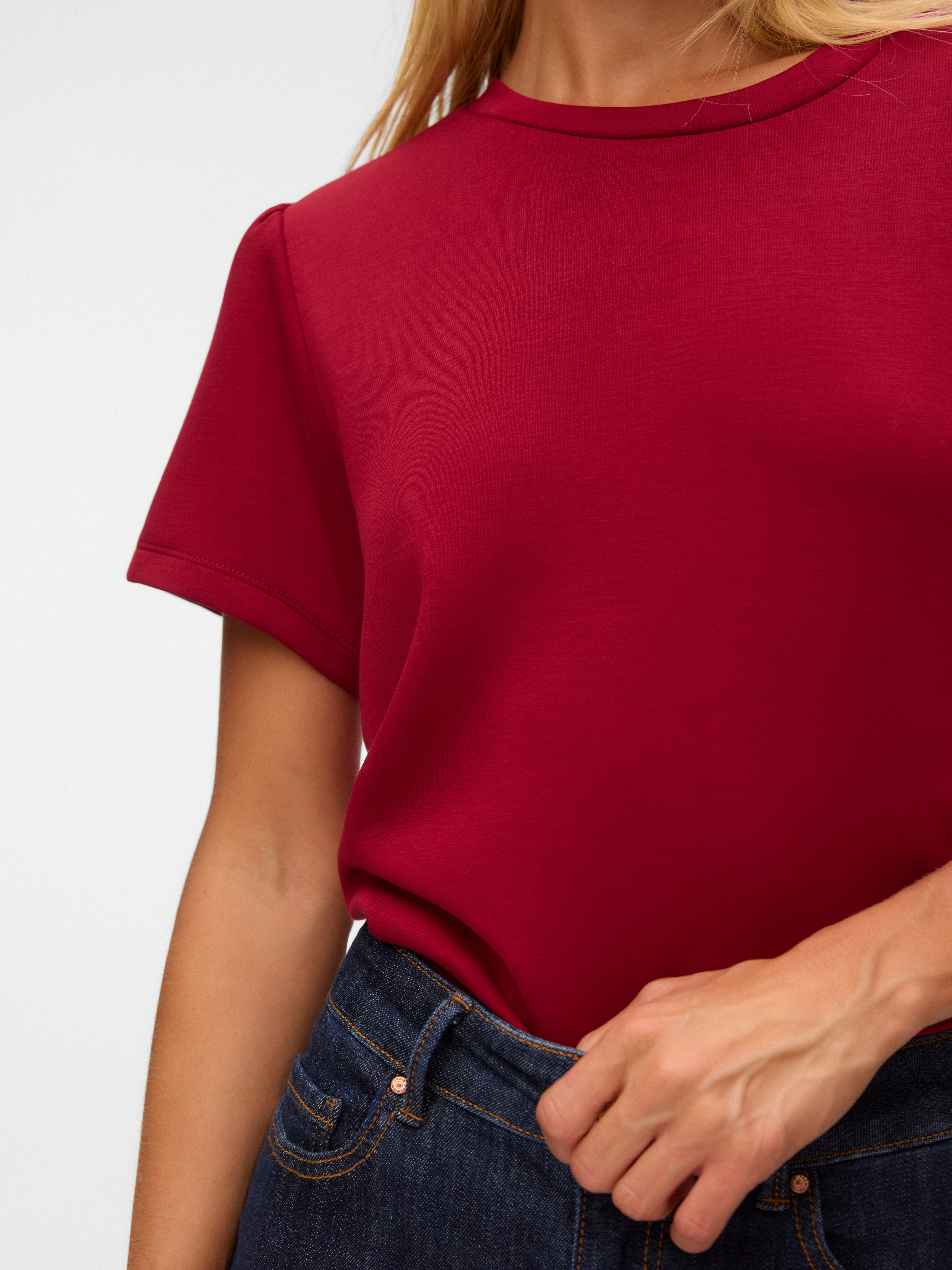 Vero Moda Kurzarmshirt VMELLA SS O-NCK TOP JRS Viskosemischung, regular fit – Bild 3 von 5