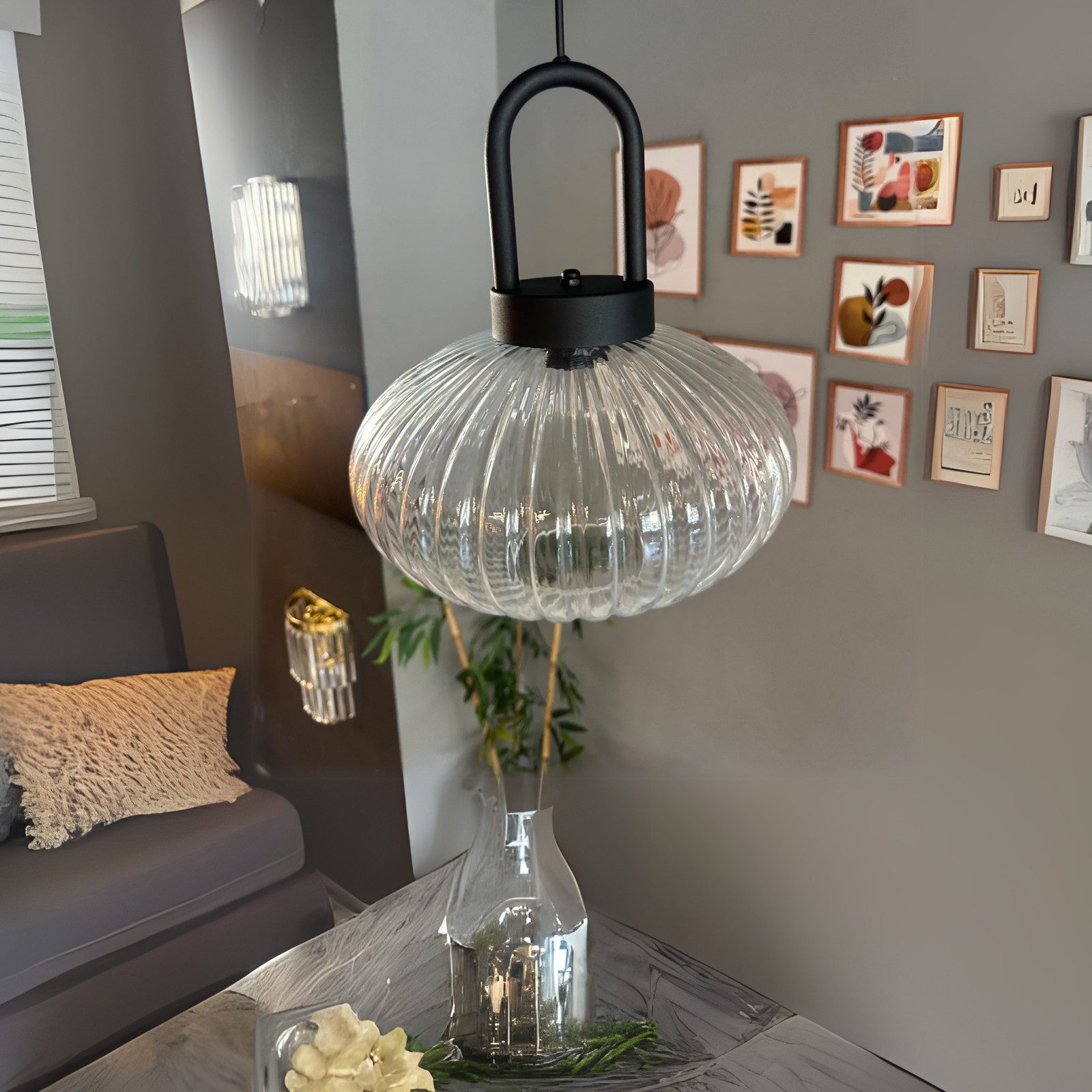 Bamyum Pendelleuchte Elegant Glas-Kronleuchter Hängelampe Restaurant Halle günstig online kaufen