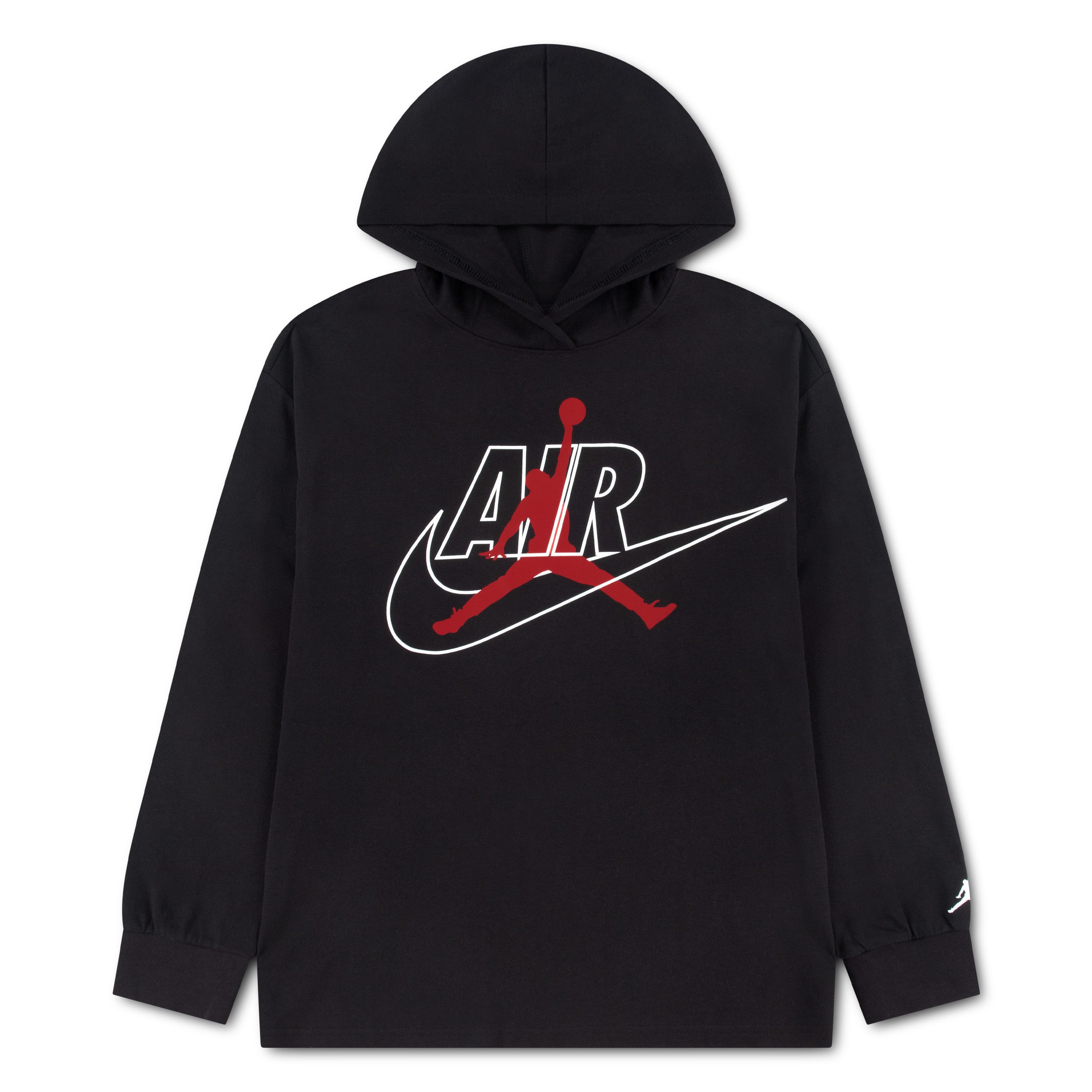 Jordan Hoodie JDB MJ JUMPMAN AIR HOODED LS für Kinder, mit Kapuze, unifarben, aus Baumwolle und Polyester