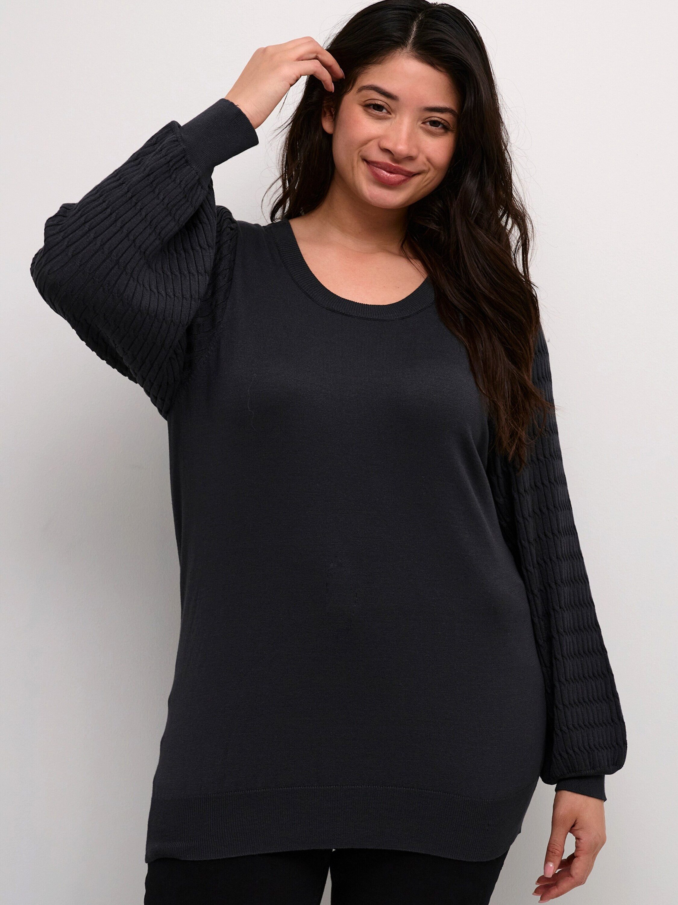 KAFFE Curve Rundhalspullover KC Lini (1-tlg) Plain/ohne Details