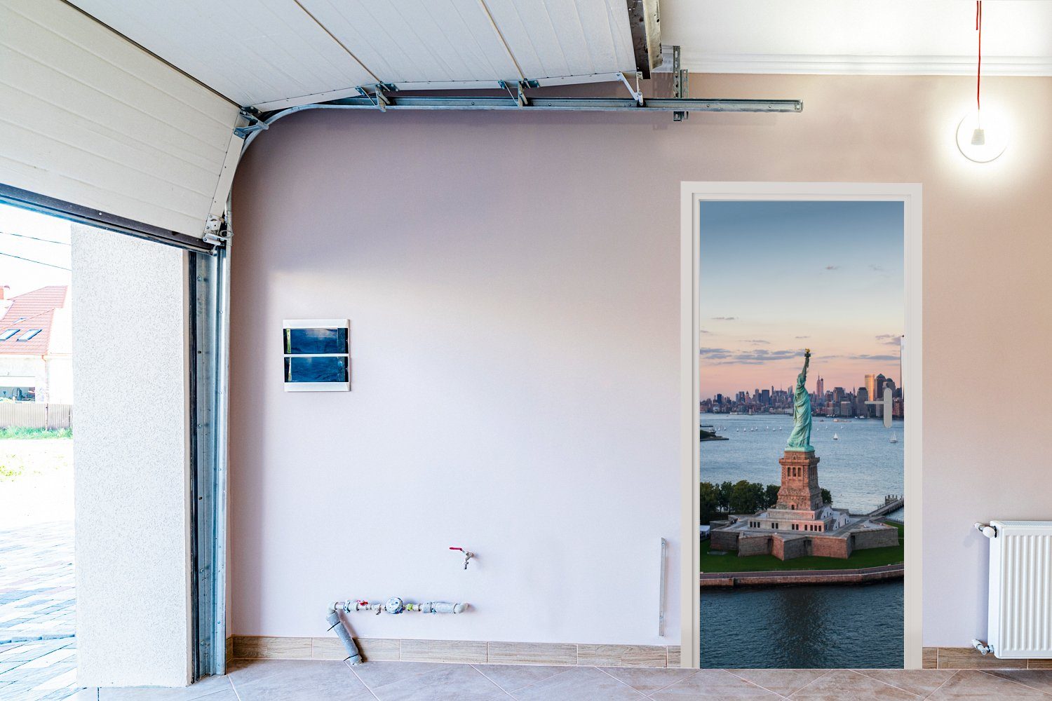 MuchoWow Türtapete New York St), Freiheitsstatue bedruckt, für - Skyline, cm 75x205 Türaufkleber, Fototapete Tür, Matt, - (1