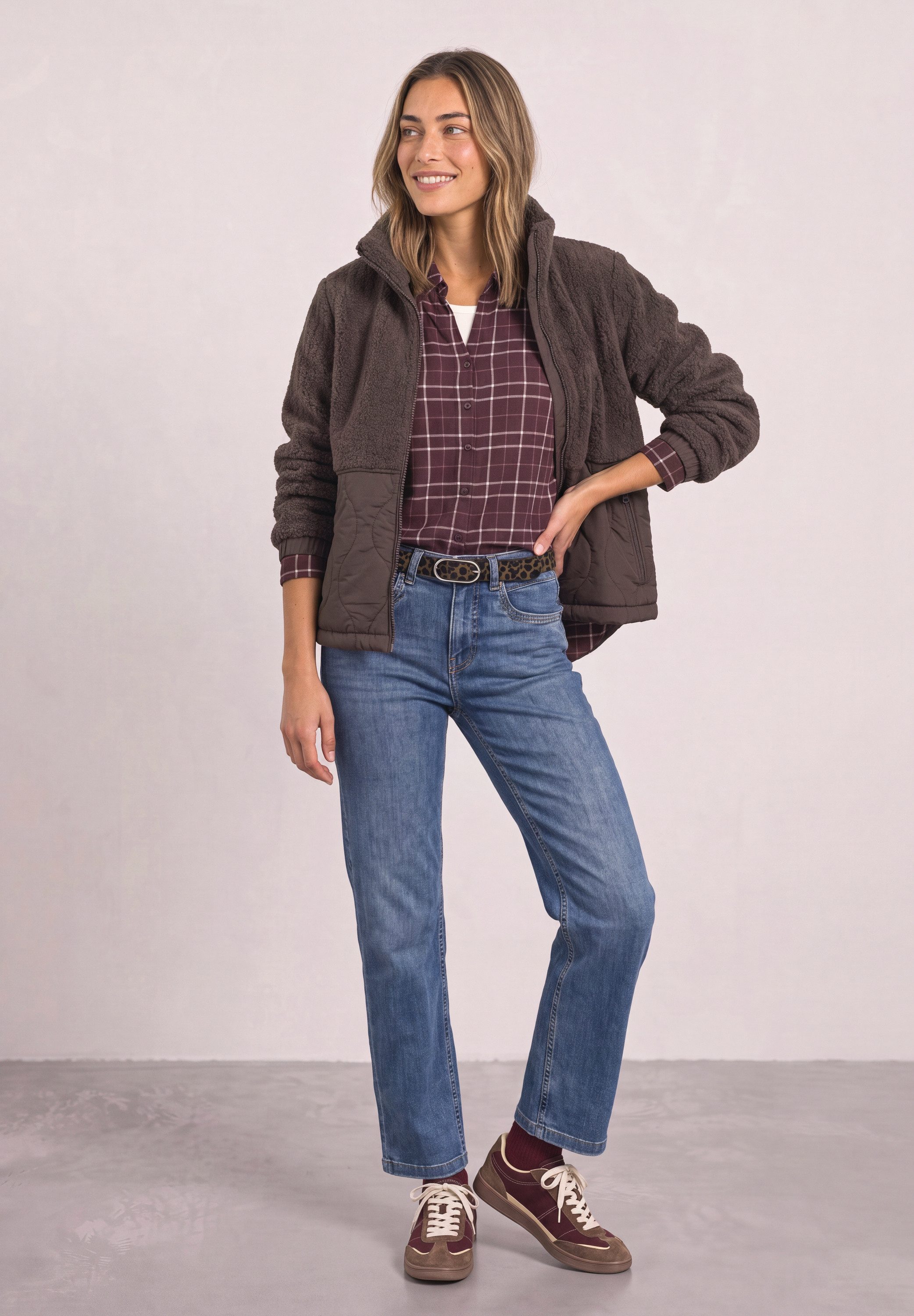 STREET ONE Fellimitatjacke mit Tunnelzugsaum