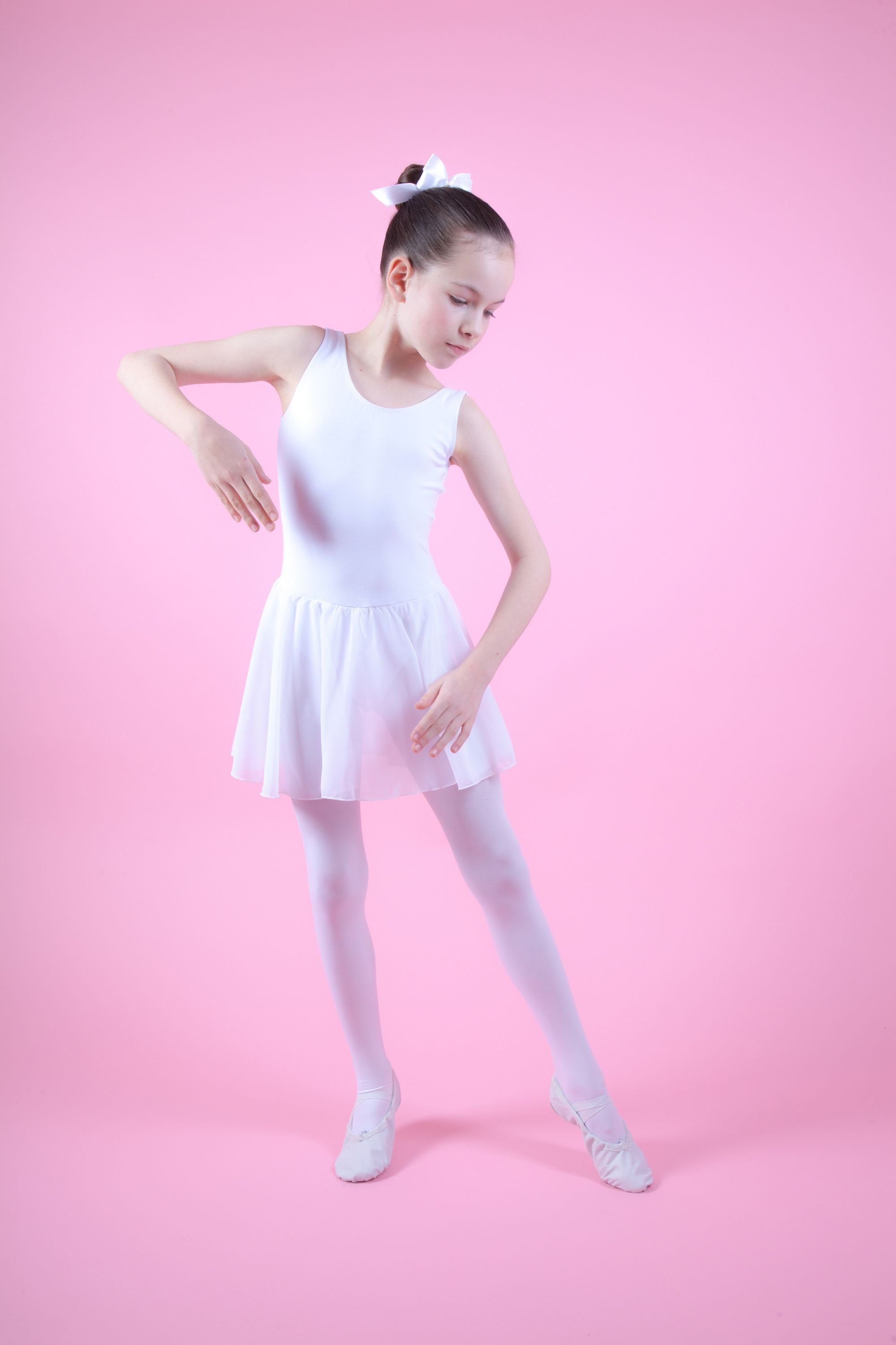 tanzmuster Chiffonkleid Ballett Trikot weichem Ballettkleid Baumwollmaterial aus für mit Minnie Röckchen Chiffon Mädchen weiß wunderbar