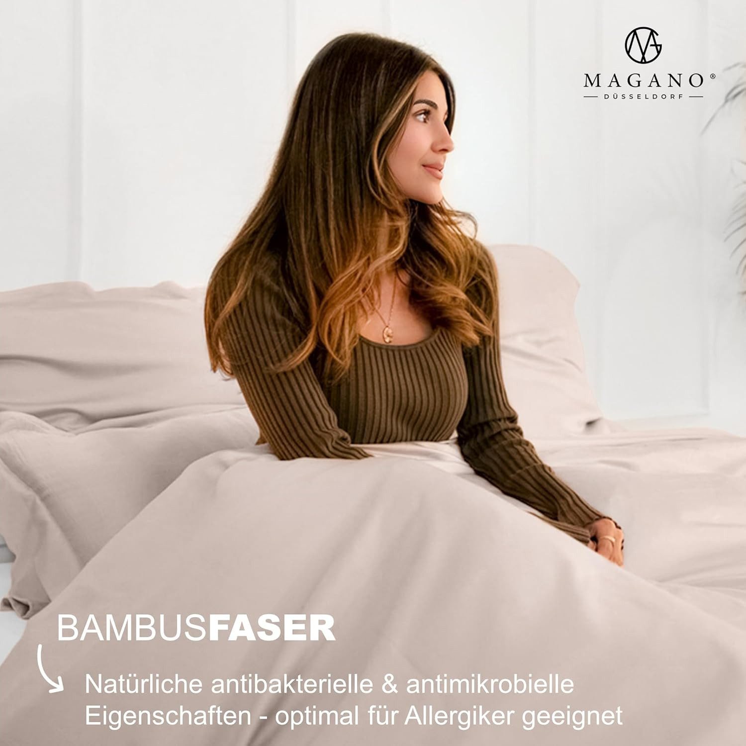 MAGANO Spannbettlaken Bambus & Baumwolle Satin, Luxus Bettlaken, Gummizug: rundum, 400 TC Luxusqualität, Hypoallergen, Thermoregulierend – Bild 5 von 5