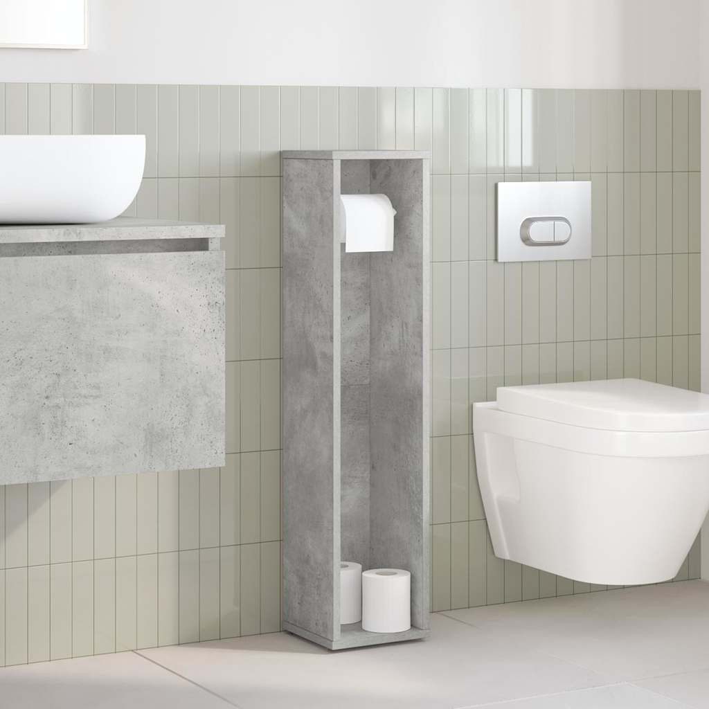 vidaXL Badezimmer-Set Badezimmerschrank mit Rollenhalter Betongrau günstig online kaufen