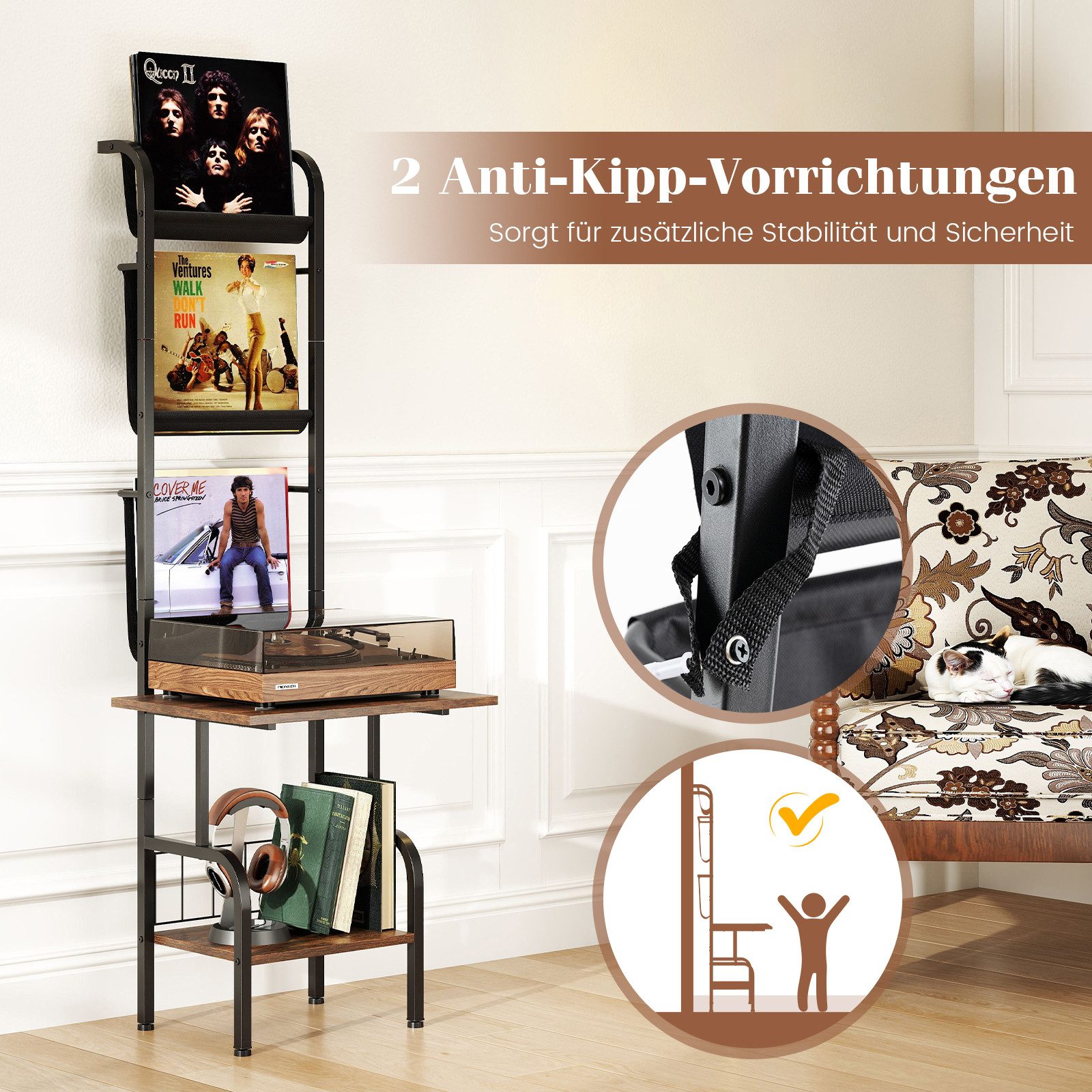 KOMFOTTEU Regal, Schallplattenhalter mit 5 Ebenen, günstig online kaufen