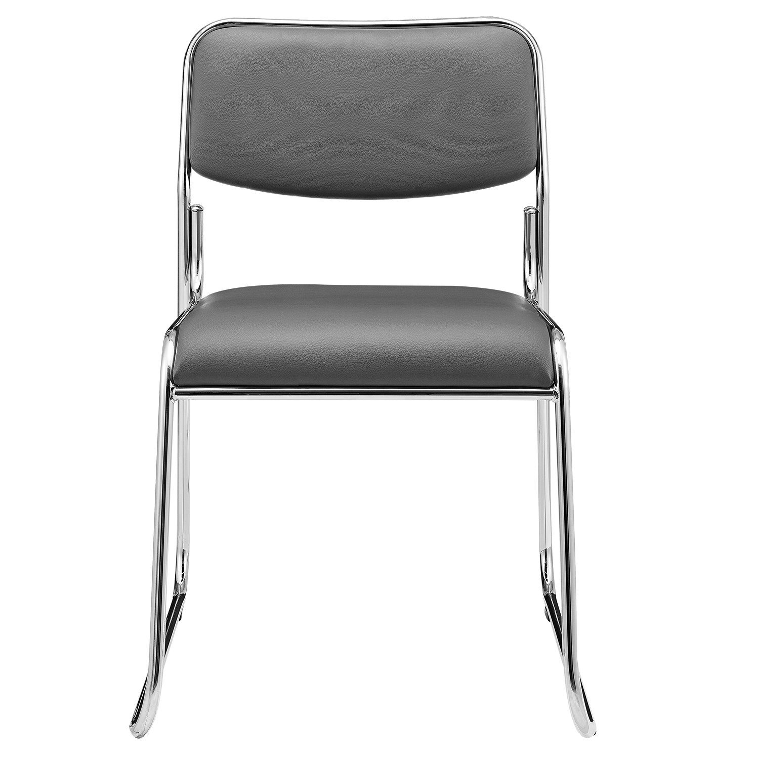 pro.tec Stapelstuhl, »Office« 4er Set stapelbar ergonomisch Kunstlederbezug Grau