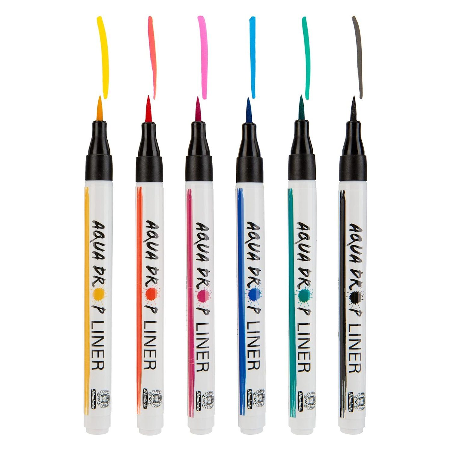 Schmincke Aquarellstifte befüllt AQUA DROP Set mit 6 Linern mit Pinselspitze