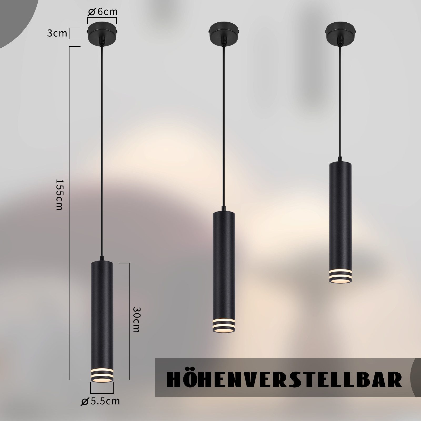 Nettlife Pendelleuchte Moderne Hängelampe Schwarz/Weiß 1-flammig GU10 Aluminium, ohne Leuchtmittel, Esstischlampe für Wohnzimmer Küche
