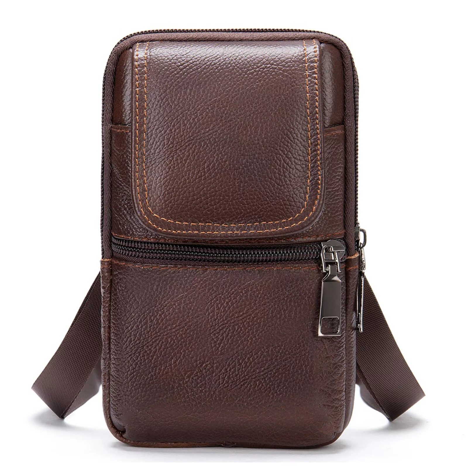 YUBRO-STUDIO Schultertasche Herren Leder Umhängetasche Mehrfach-Taschen Gür günstig online kaufen