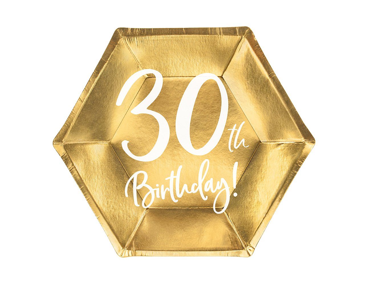 partydeco Pappteller, Pappteller 30th Birthday! 20cm gold 6er Set