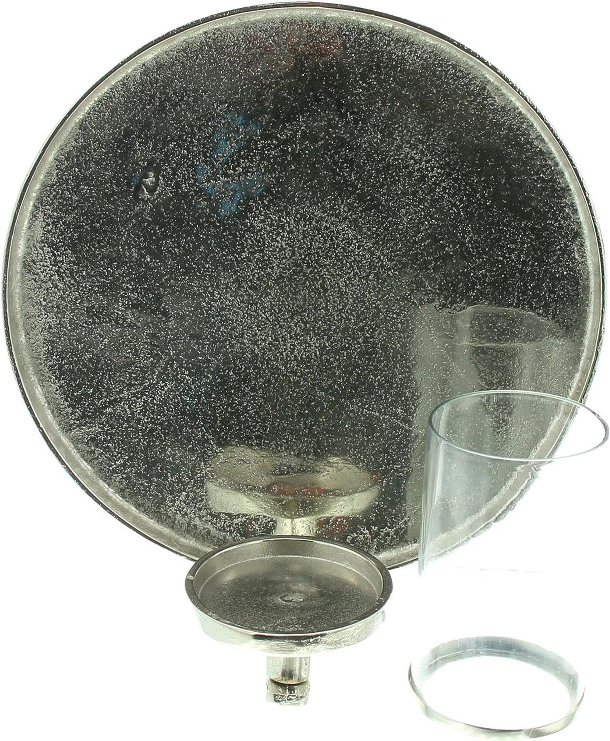 Optik, mit Dekoleidenschaft silber, Windlichtglas, mit in Kerzenwandhalter, Antik "Noble" Wandkerzenhalter Kerzenhalter Wanddeko, aus Aluminium Glaswindlicht Wand