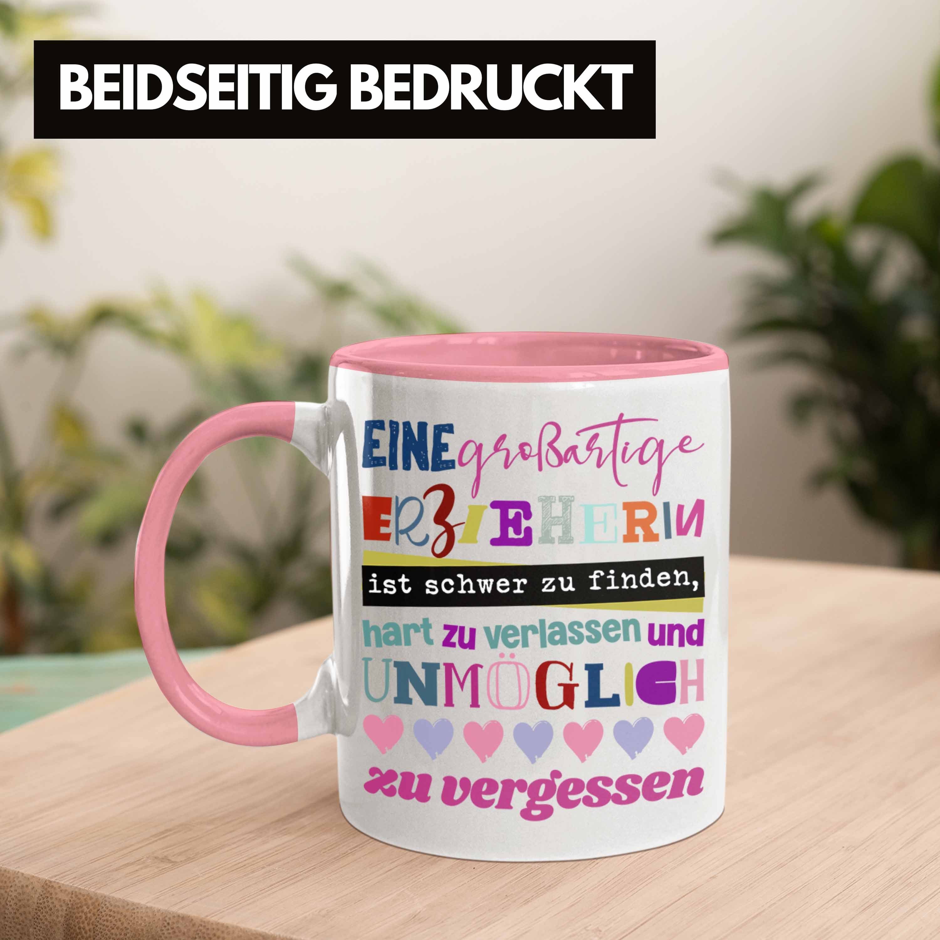 Trendation Tasse Geschenk Kindergärtnerin Großartige - Rosa Geschenkidee Tasse Erzieherin Trendation Spruch Abschied