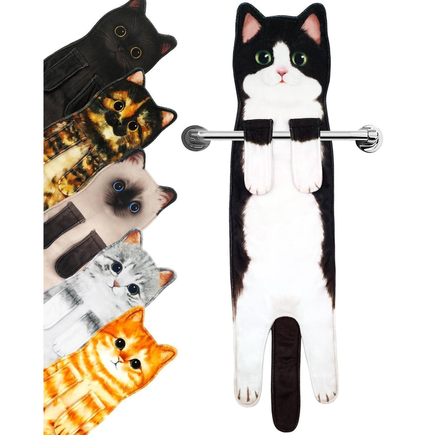 LuxusKollektion Gästehandtücher Handtuch Katze Deko Tuxedo Katze, (1-St)