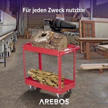 Arebos Werkstattwagen Rollwagen 2 er Set, 2 Fächer 2er Set, max. Traglast:100,00 kg