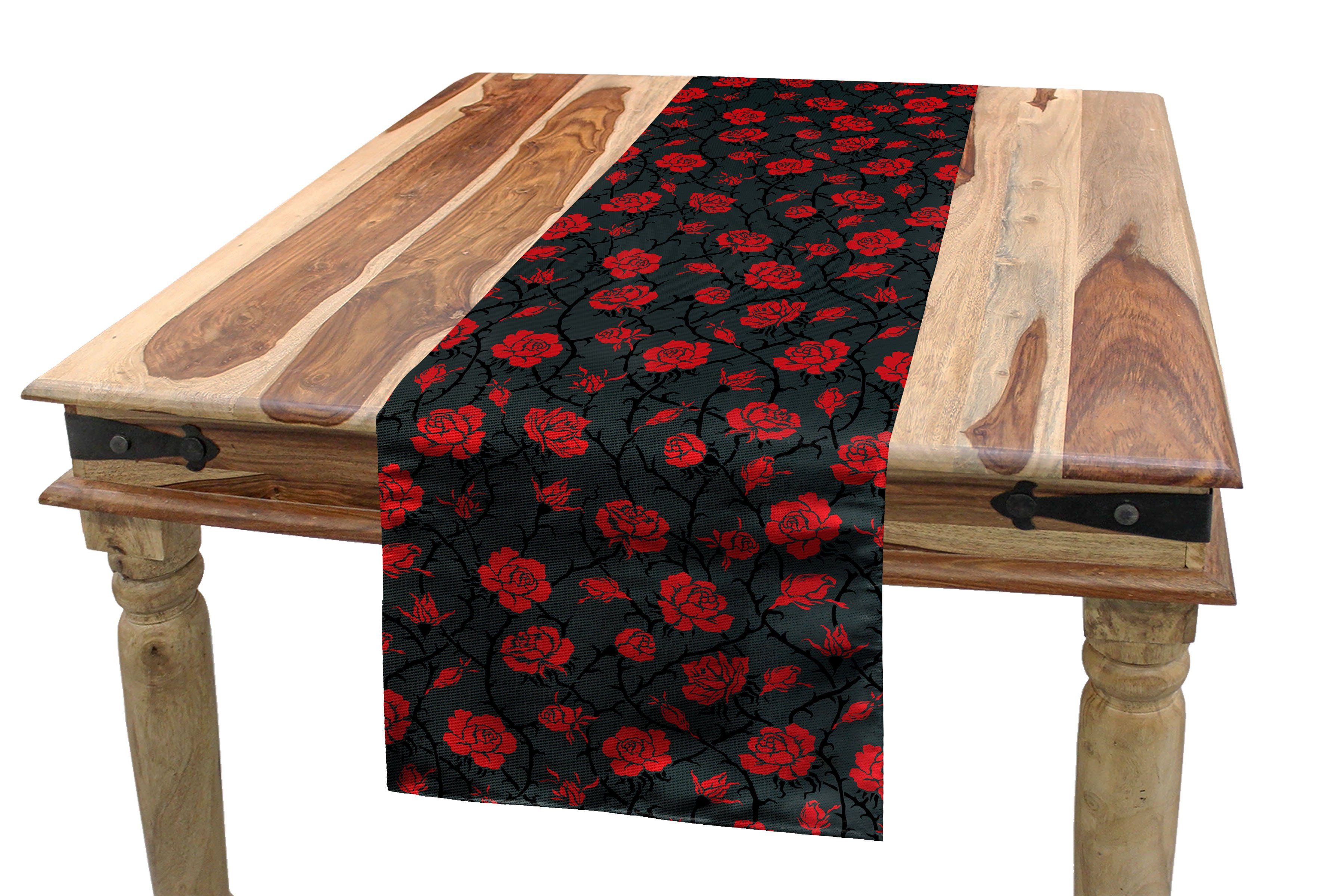 Esszimmer Mystic Tischläufer wirbelt Küche Rechteckiger Abakuhaus Tischläufer, Dekorativer Rose rot