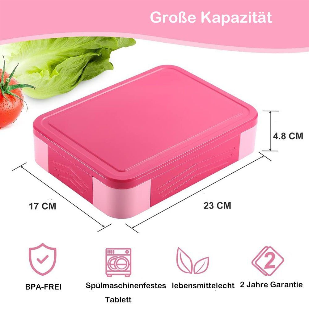 NUODWELL Lunchbox Auslaufsichere Brotdose mit für rosa Kindersnacks Fach