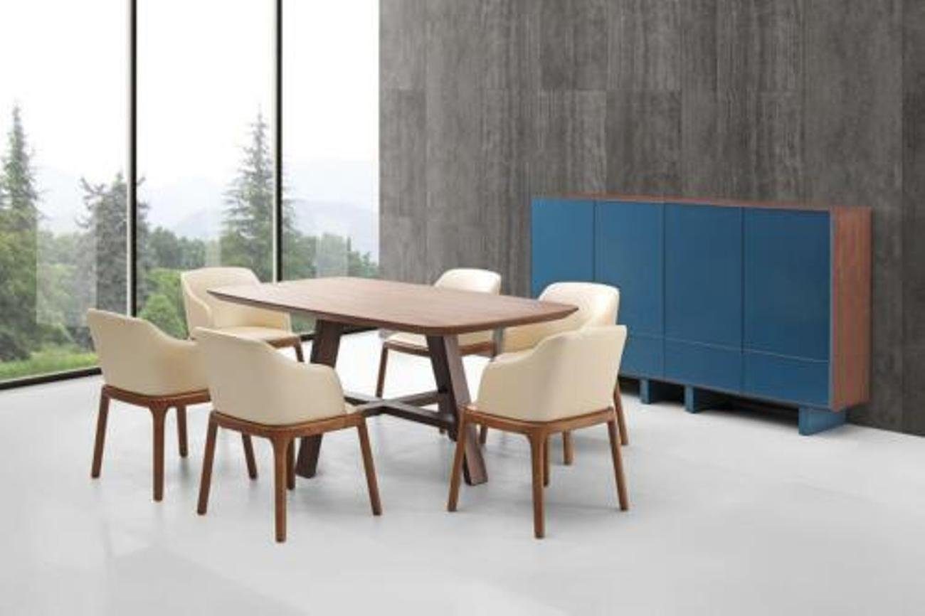 Lehn Esszimmer-Set, Tisch Möbel JVmoebel 6x 9 Stühle Set Italiensches Holz Kommode tlg. XXL