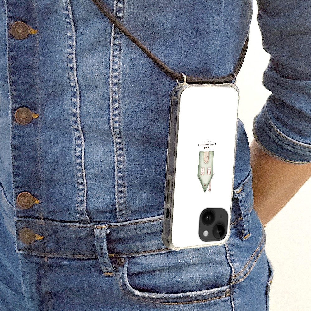 MuchoWow Handyhülle für Apple iPhone 14 Landhaus - Grün - Text - Liebevoll, Tragbare Handyhüllen mit Kette zum umhängen, Handykette Handyband