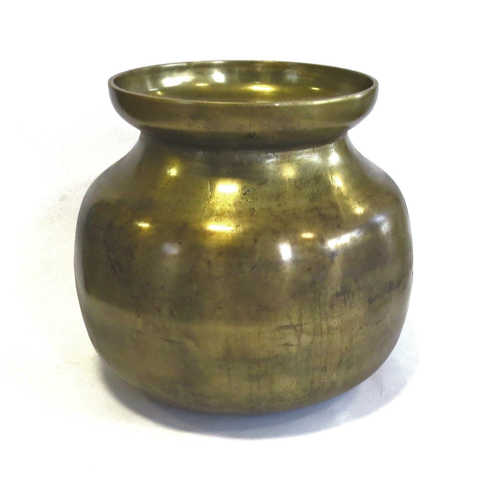 colmore Dekovase Vase Gold Antik Metall Rund Bodenvase Colmore Modern Zinn 38 cm, mit Metalleinsatz