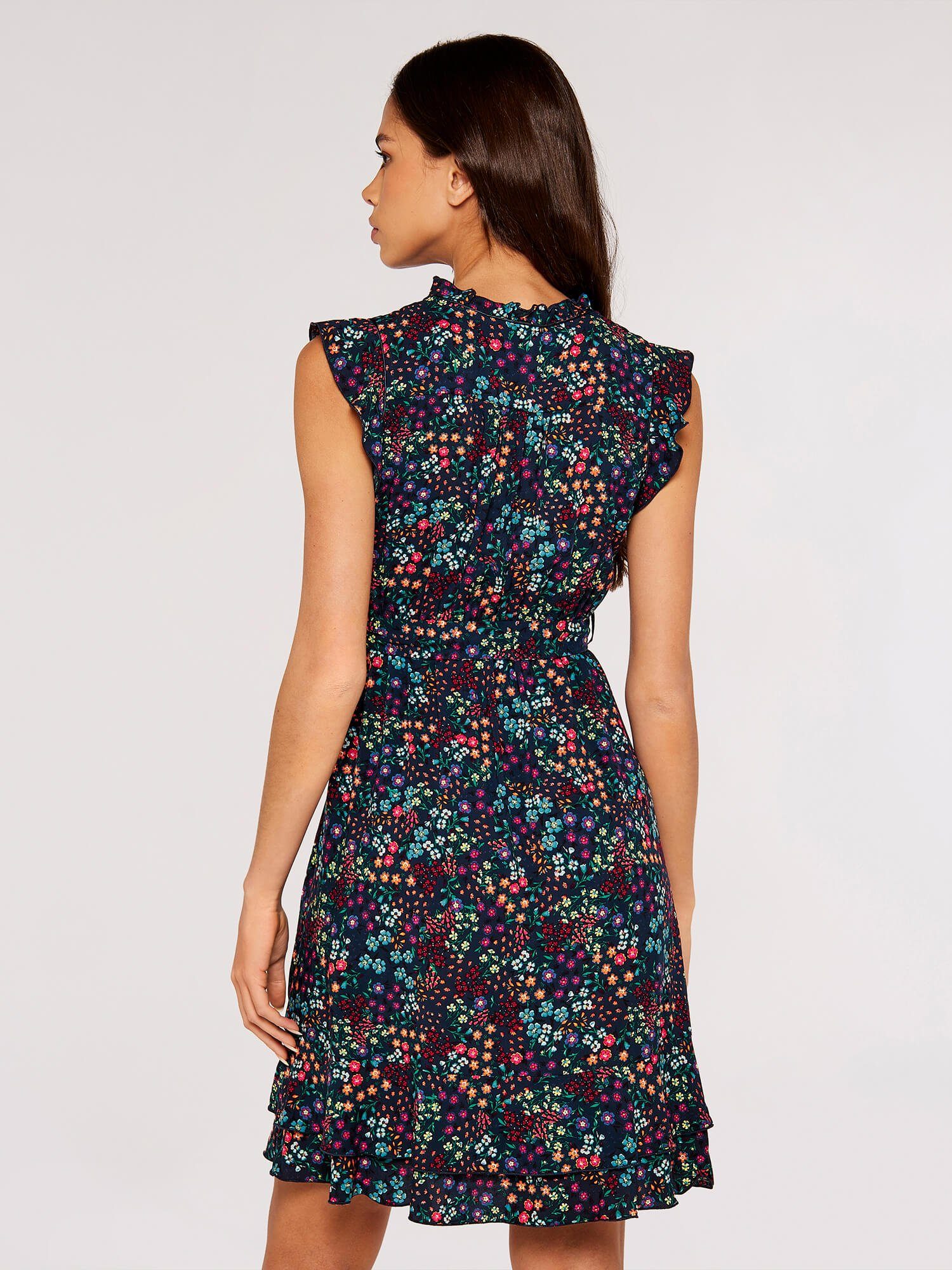 Apricot Druckkleid Geblümtes Minikleid (2-tlg) mit Rüschen – Bild 4 von 5