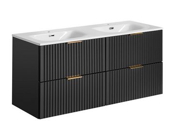 einfachgutemoebel Waschtisch-Set Badezimmer Set 2-teilig BLACKENED 120cm, Einbauwaschbecken, schwarz, (Badmöbel Set, 1-St., Waschtisch SET 2-teilig)
