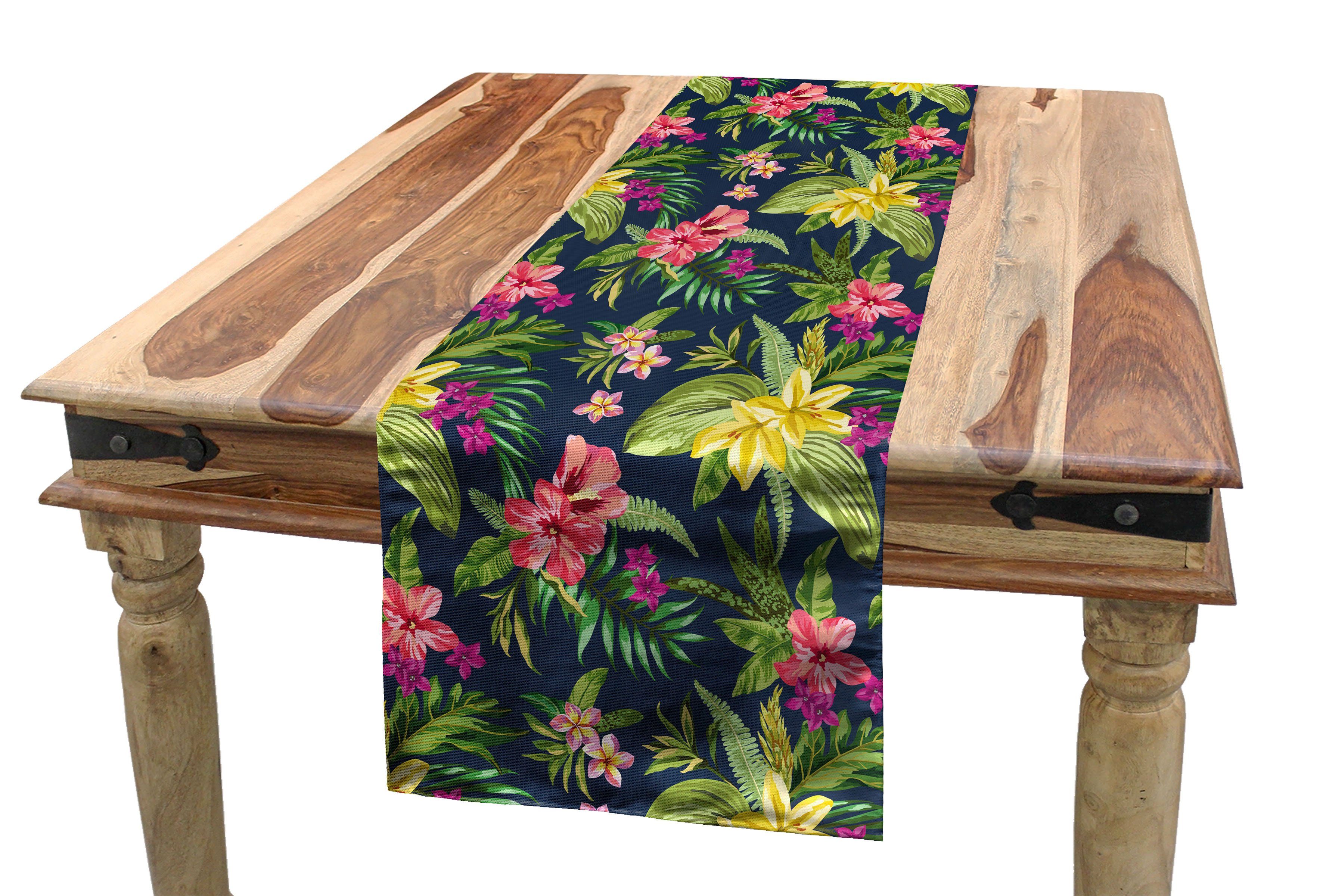Abakuhaus Tischläufer Esszimmer Küche Rechteckiger Dekorativer Tischläufer, Luau Floral Blooming Jungle