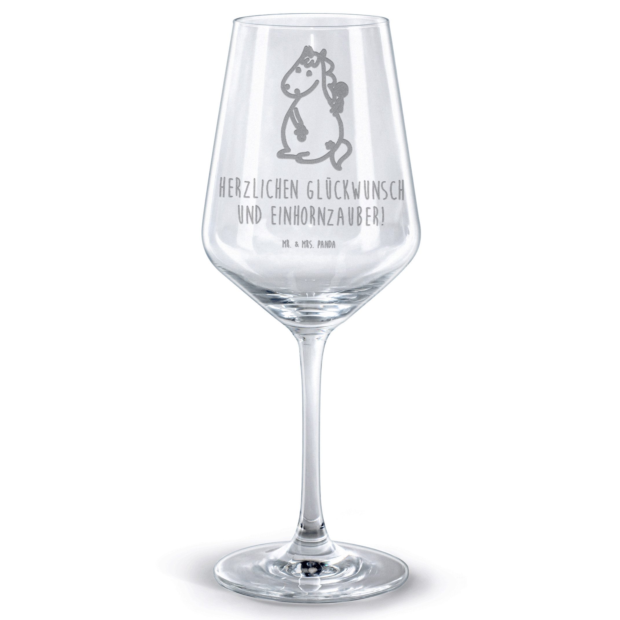 Mr. & Mrs. Panda Rotweinglas Einhorn Baby - Transparent - Geschenk, Einhorn Deko, Hochwertige Wein, Premium Glas, Unikat durch Gravur