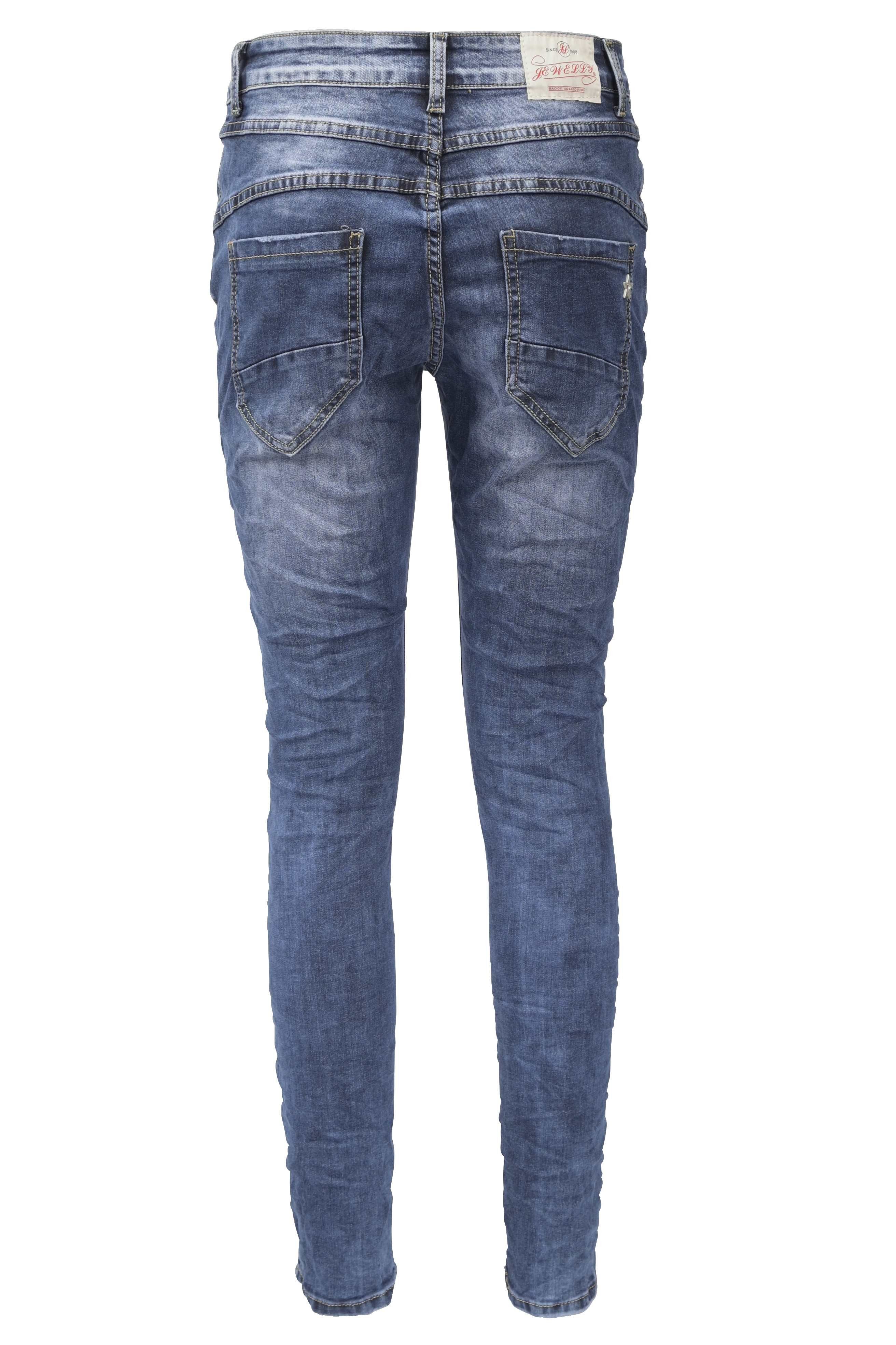 Jewelly Regular-fit-Jeans Stretch Jeans im Five-Pocket Crash-Look