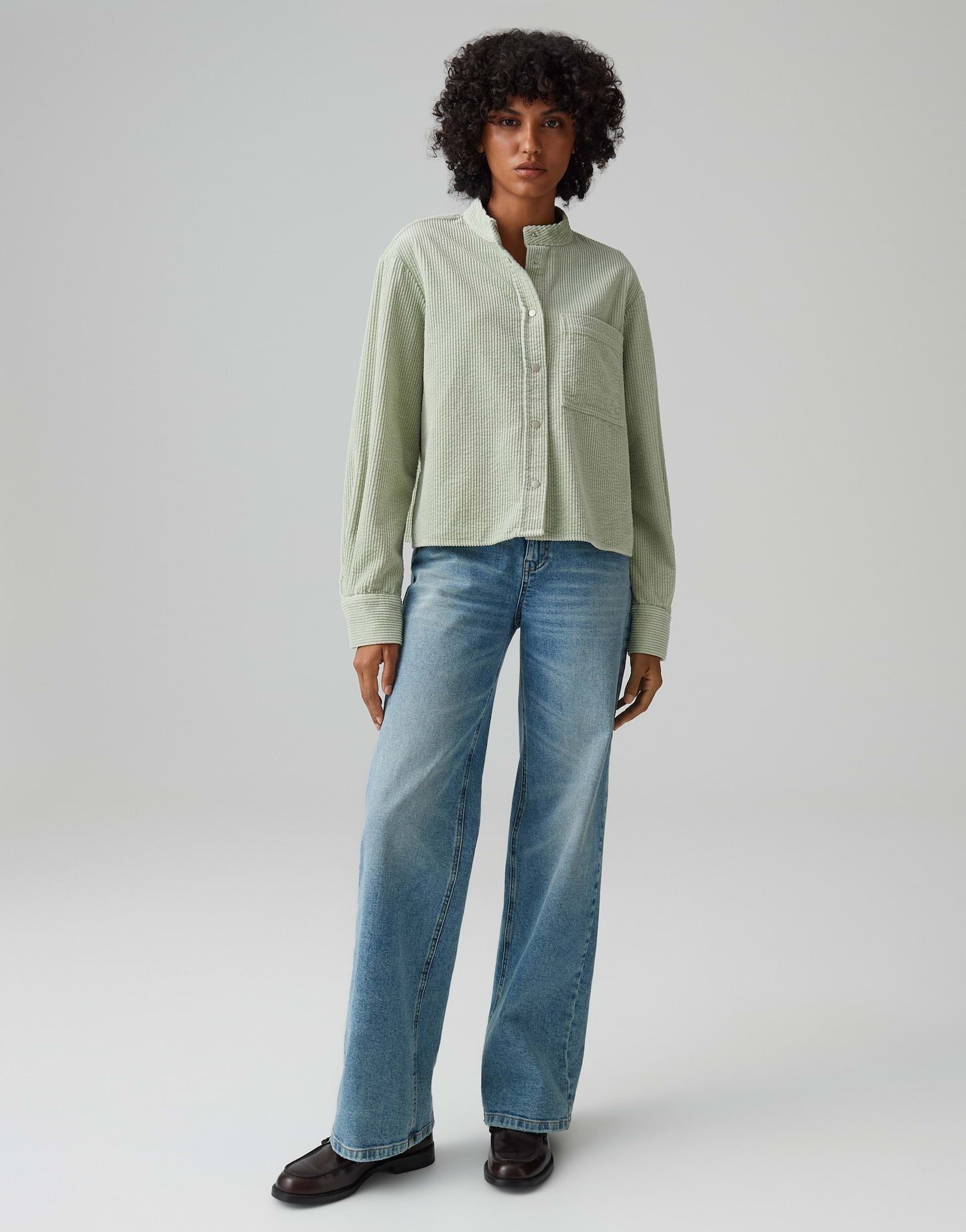 OPUS Langarmbluse FALVE Boxy aus Baumwolle lockere Passform, weicher Griff, samtige Oberfläche