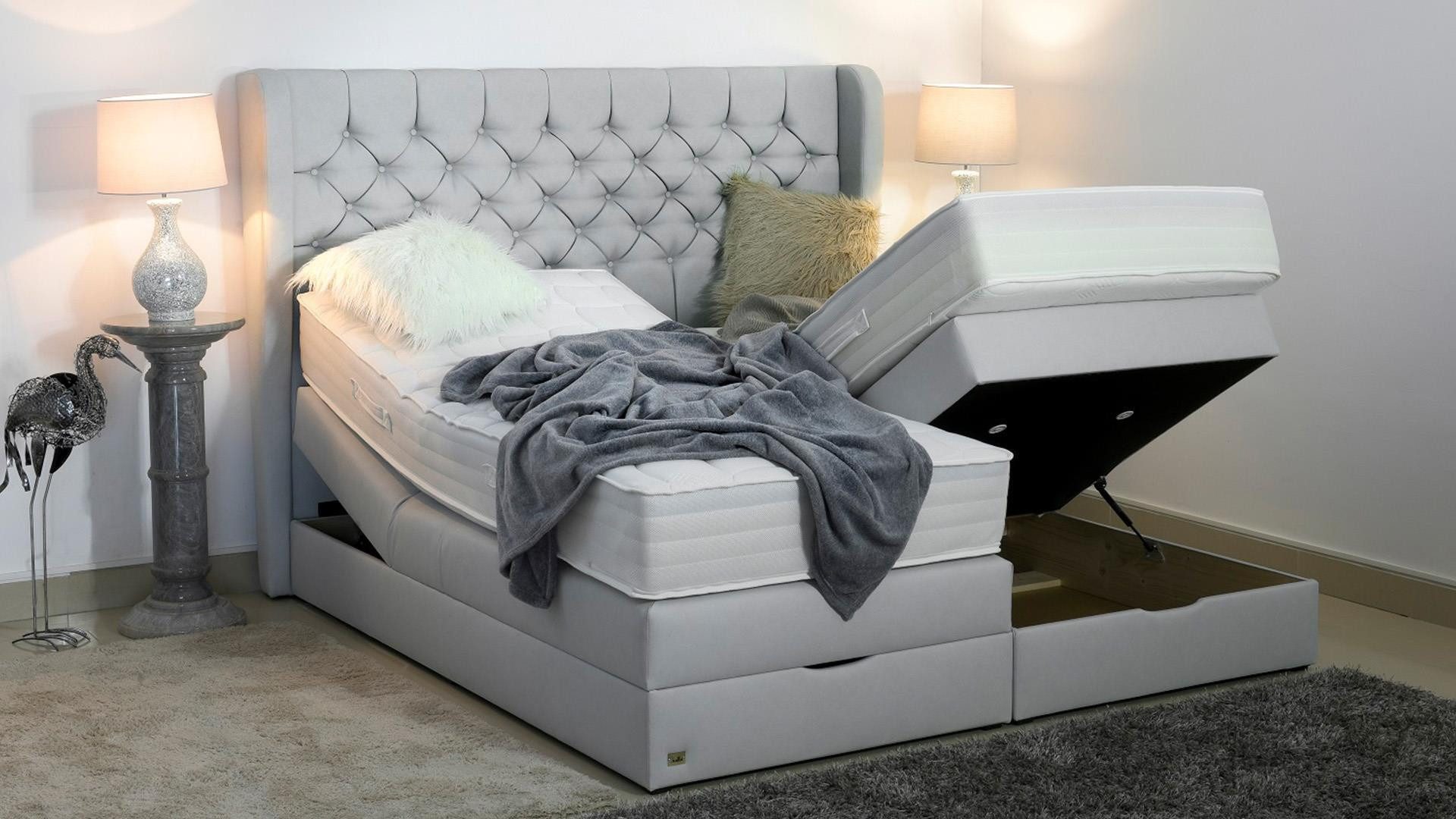 PAARA Boxspringbett Athen K mit Bettkasten Kopfteil verstellbar Stauraum, mit einzigartigem Belüftungssystem